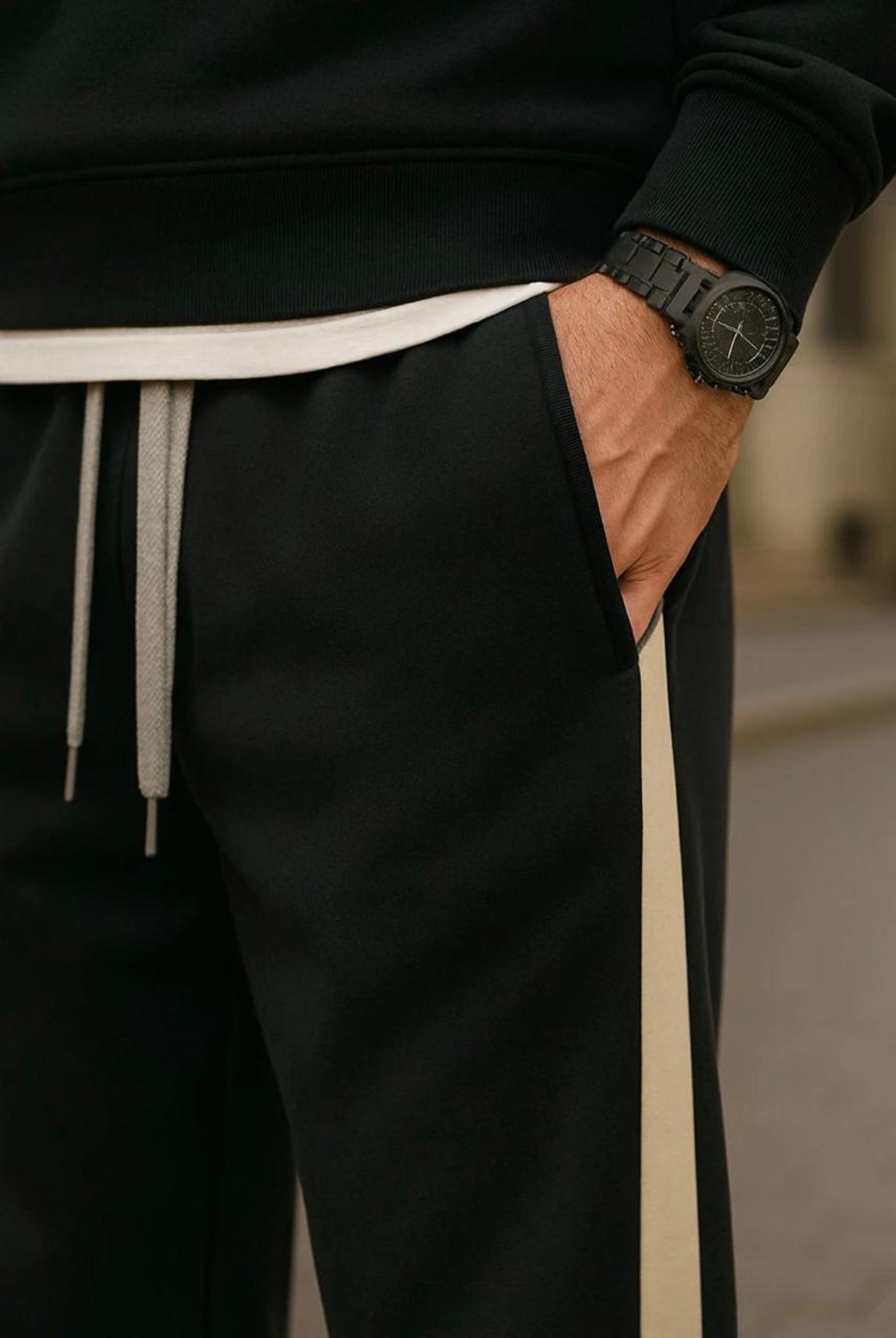 Image of KEESUN Solid Men Black Track Pants