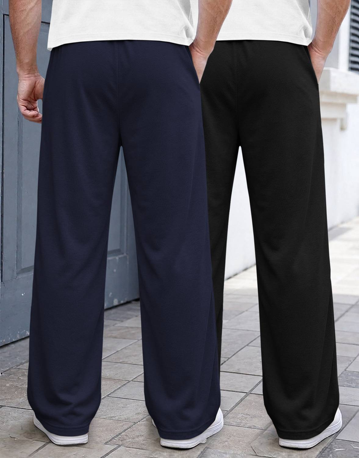 MADBROS Men Dark Blue, Black Track Pants Pack of 2 - Image 2