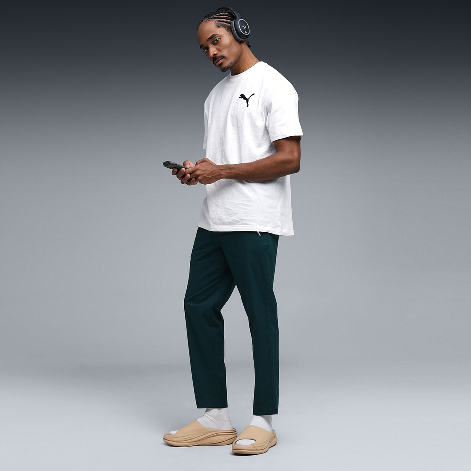 Image of PUMA Solid Men Green Track Pants