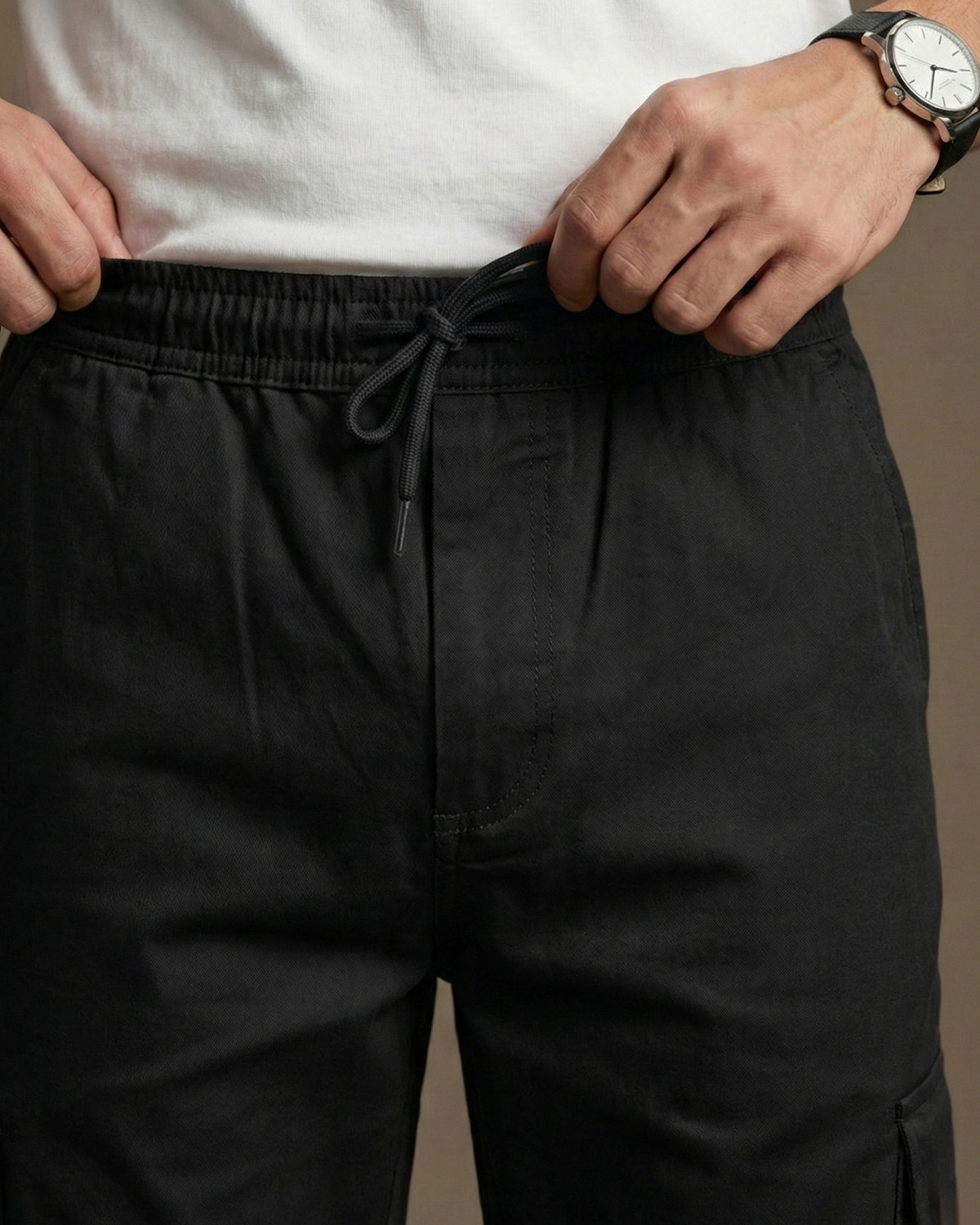 Image of N AND J Solid Men Black Track Pants