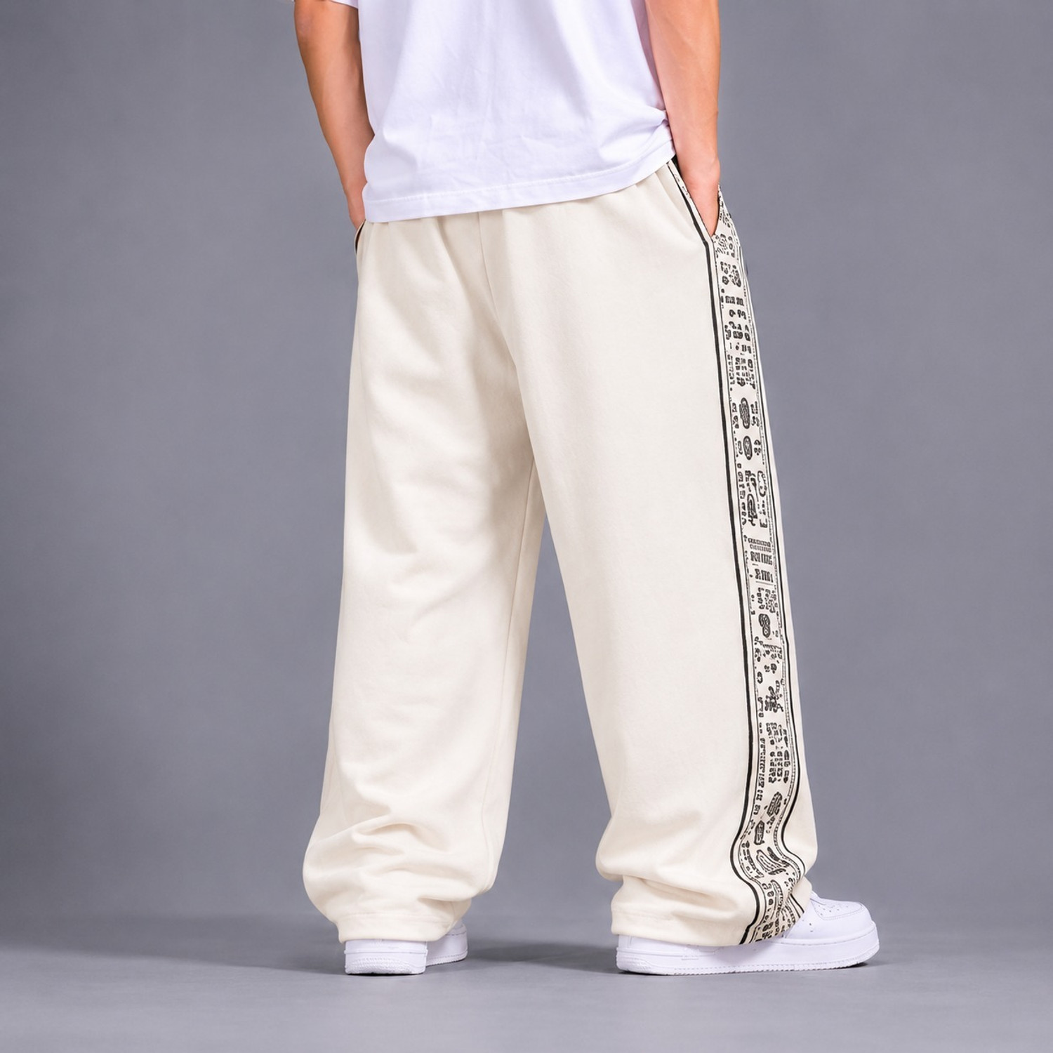 Image of MODESHIFT Printed Men Beige Track Pants