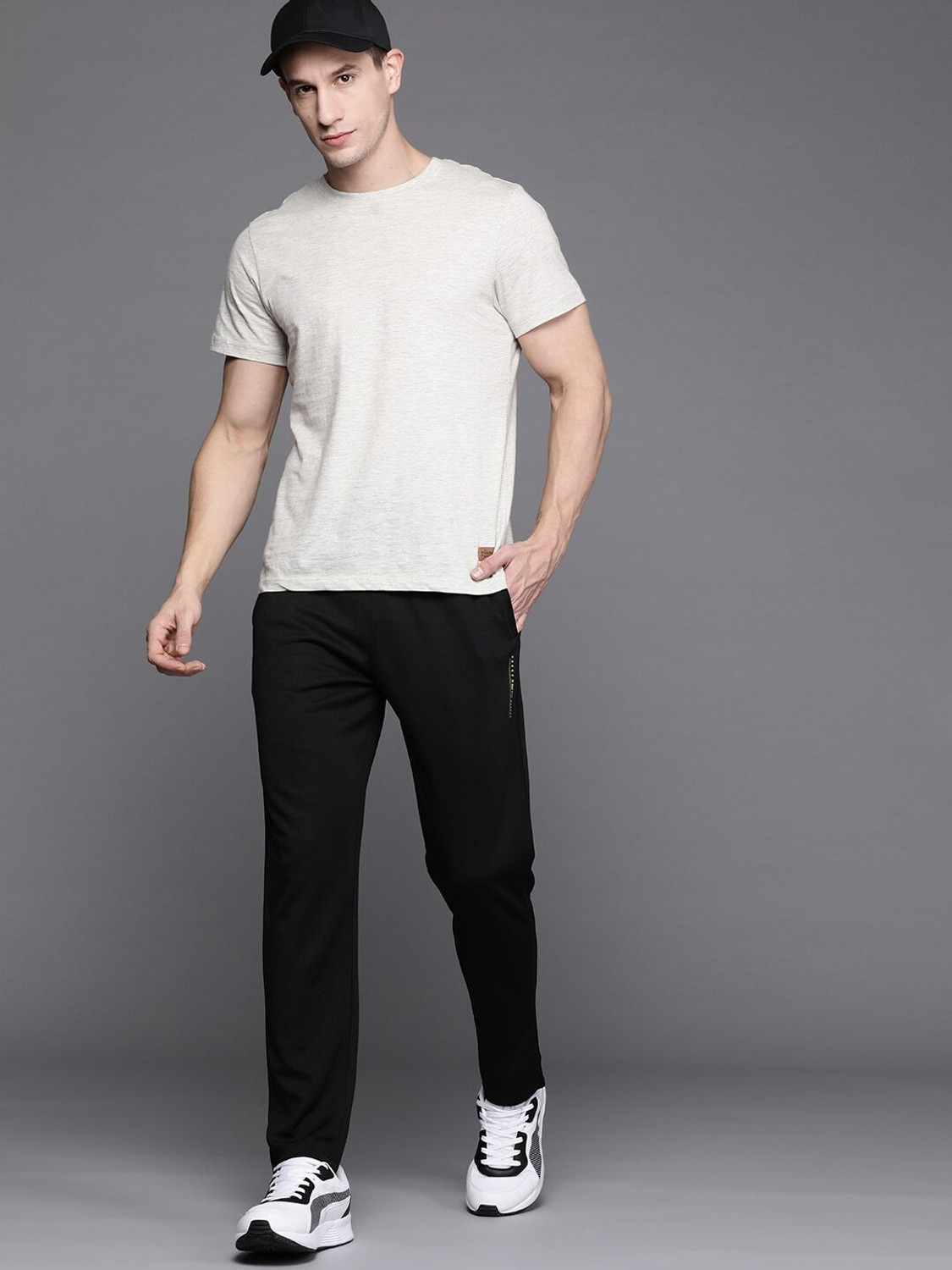 Image of HRX by Hrithik Roshan Solid Men Black Track Pants