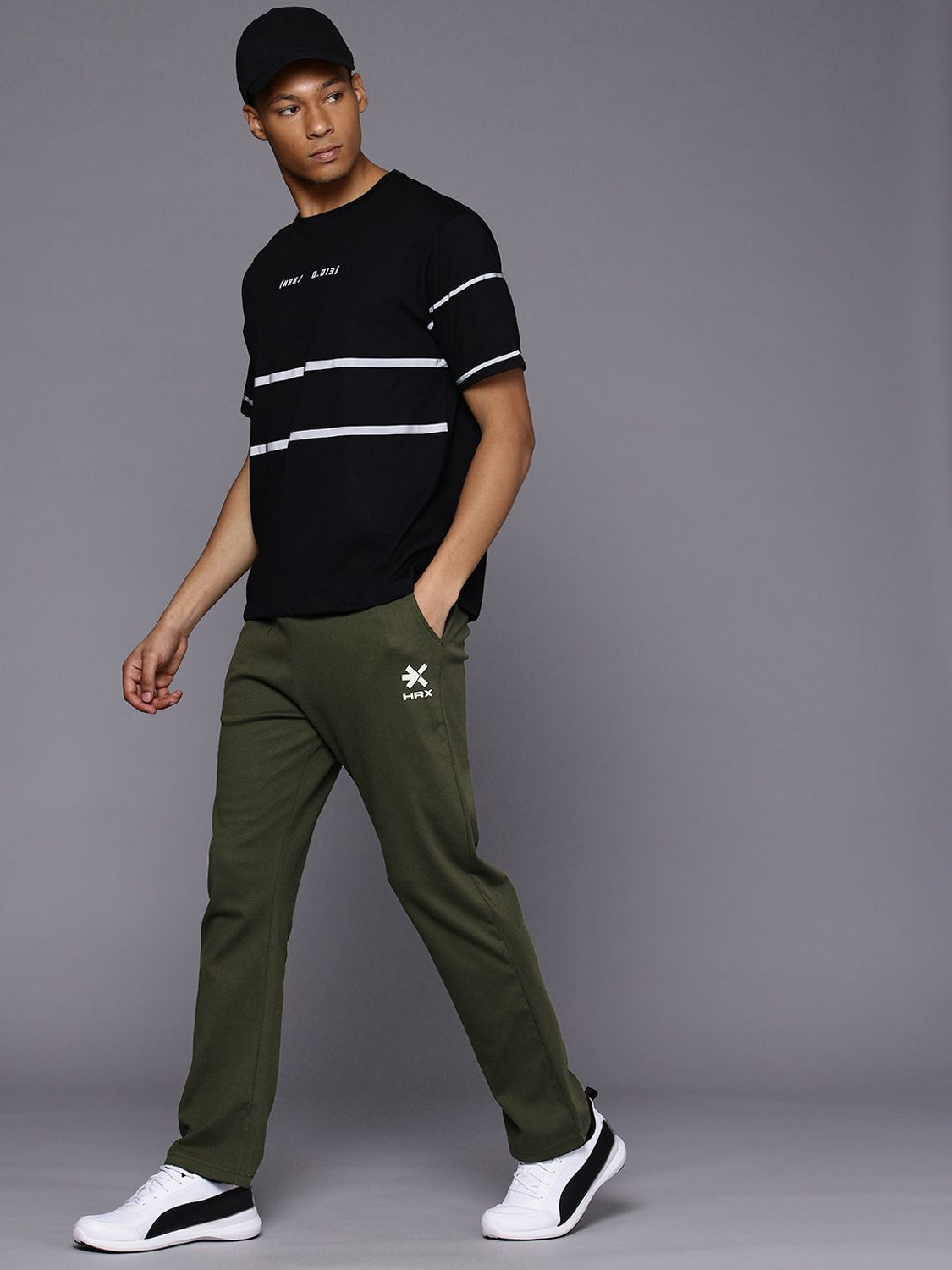 Image of HRX by Hrithik Roshan Printed Men Olive Track Pants