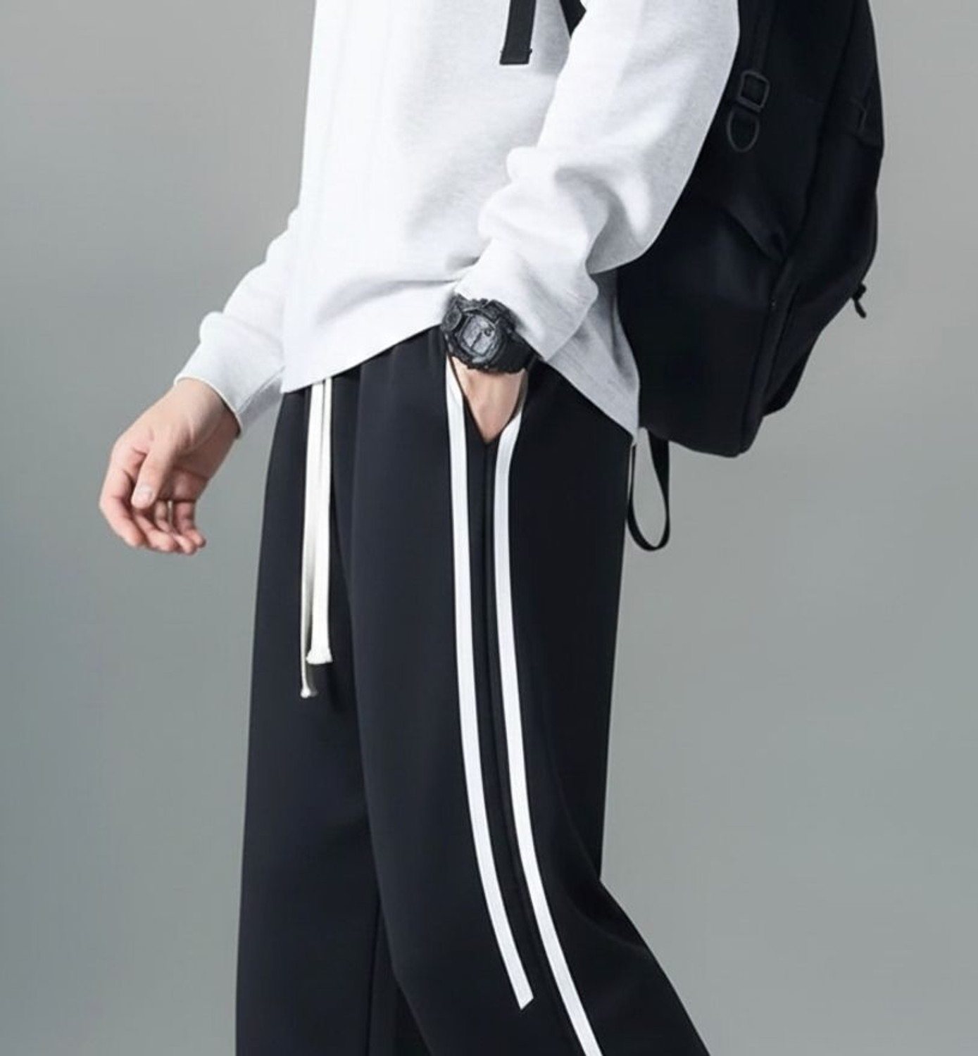Image of ELITE STAR Striped Men Black Track Pants