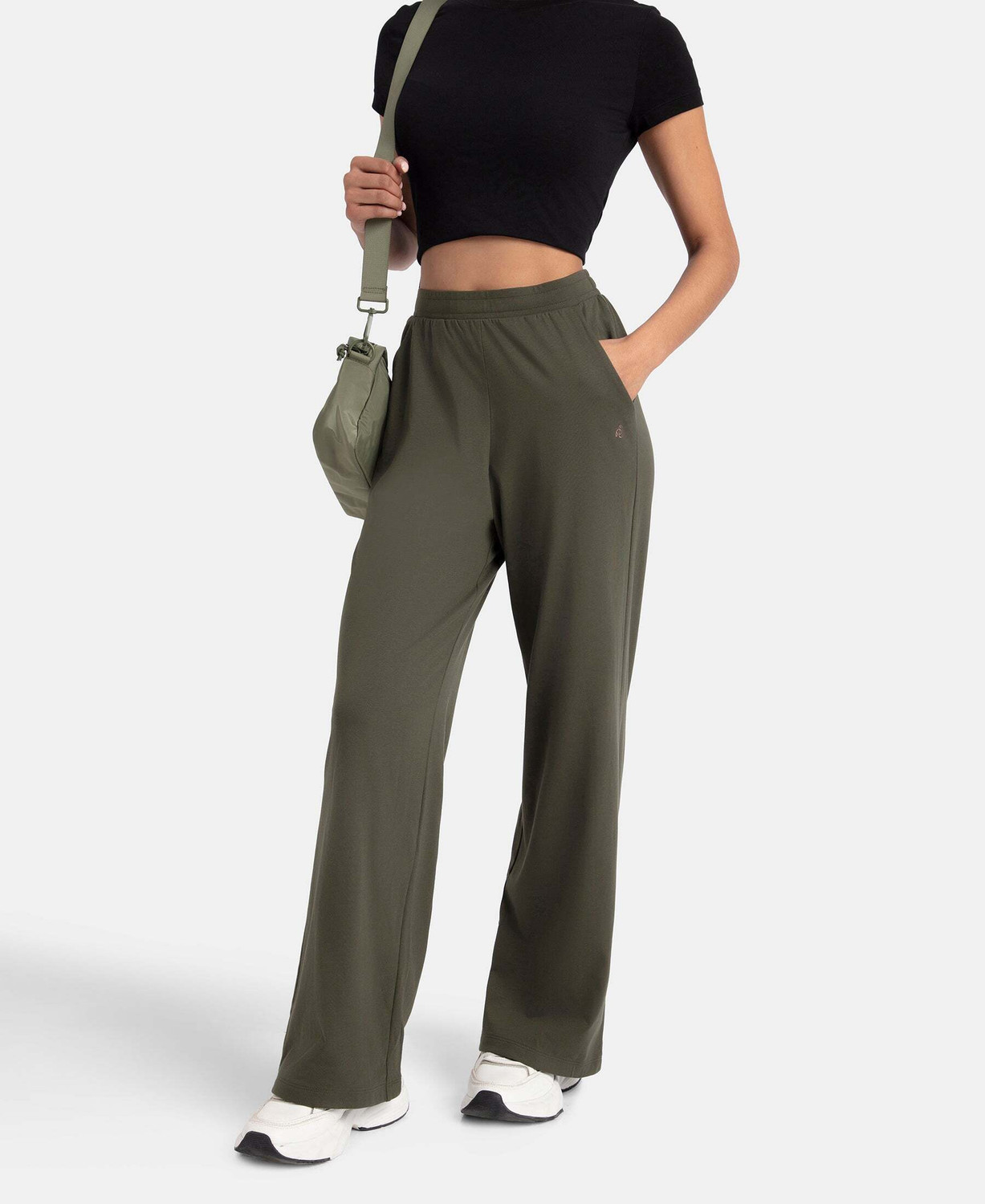 Image of JOCKEY A158 Super Combed Cotton Rich Solid Women Olive Track Pants