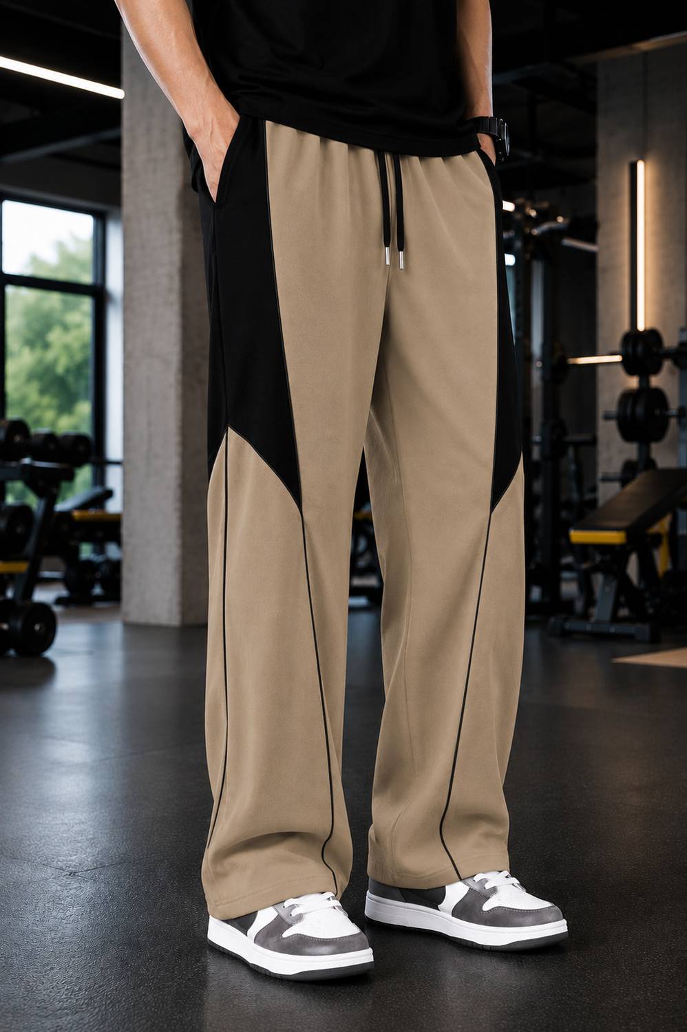KISURA Colorblock Men Beige Track Pants - Image 1