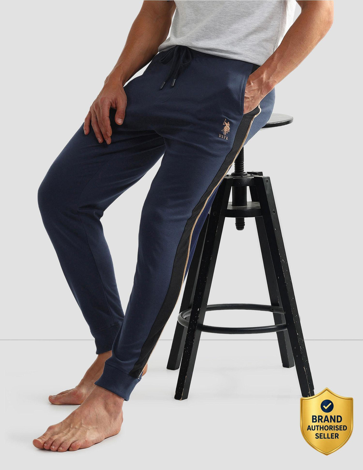 Image of U.S. POLO ASSN. Solid Men Blue Track Pants