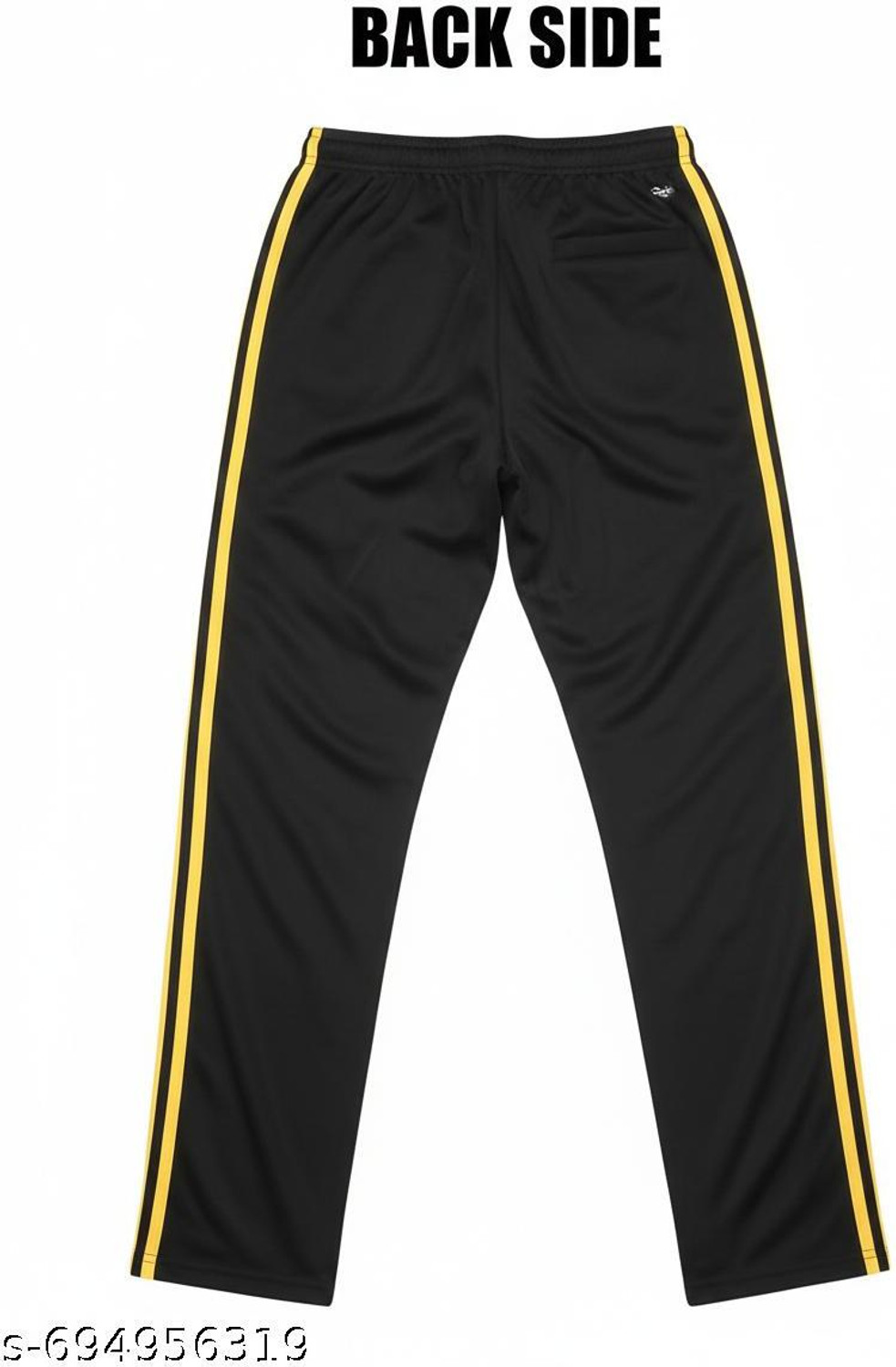 Image of RINASMARTSORE Printed, Striped Men & Women Black, Gold Track Pants