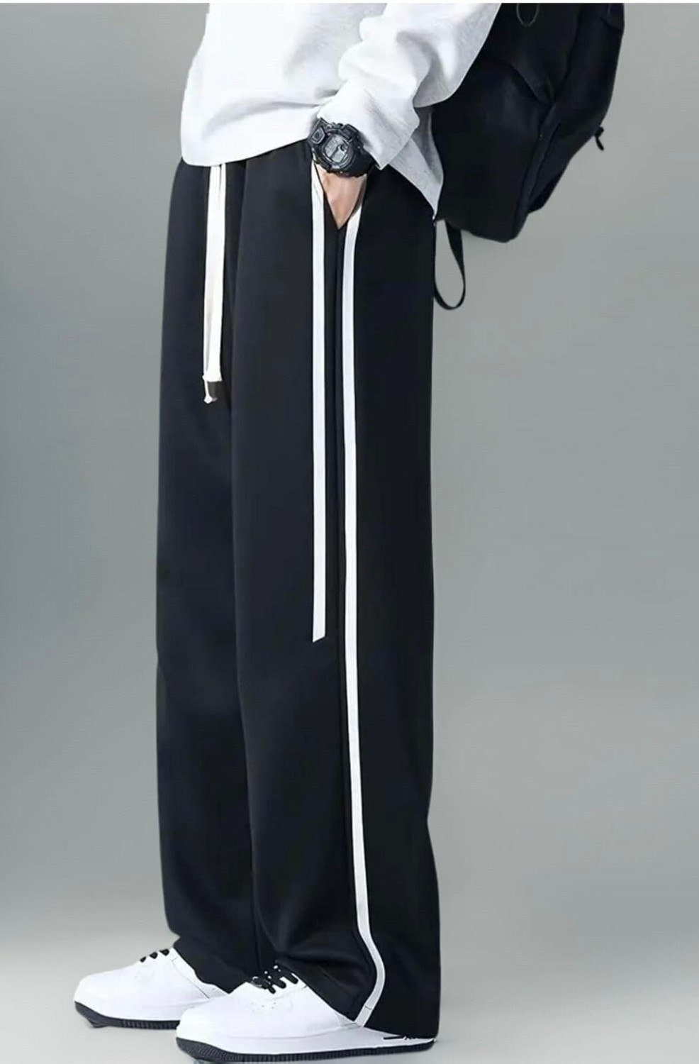 Image of ELITE STAR Striped Men Black Track Pants