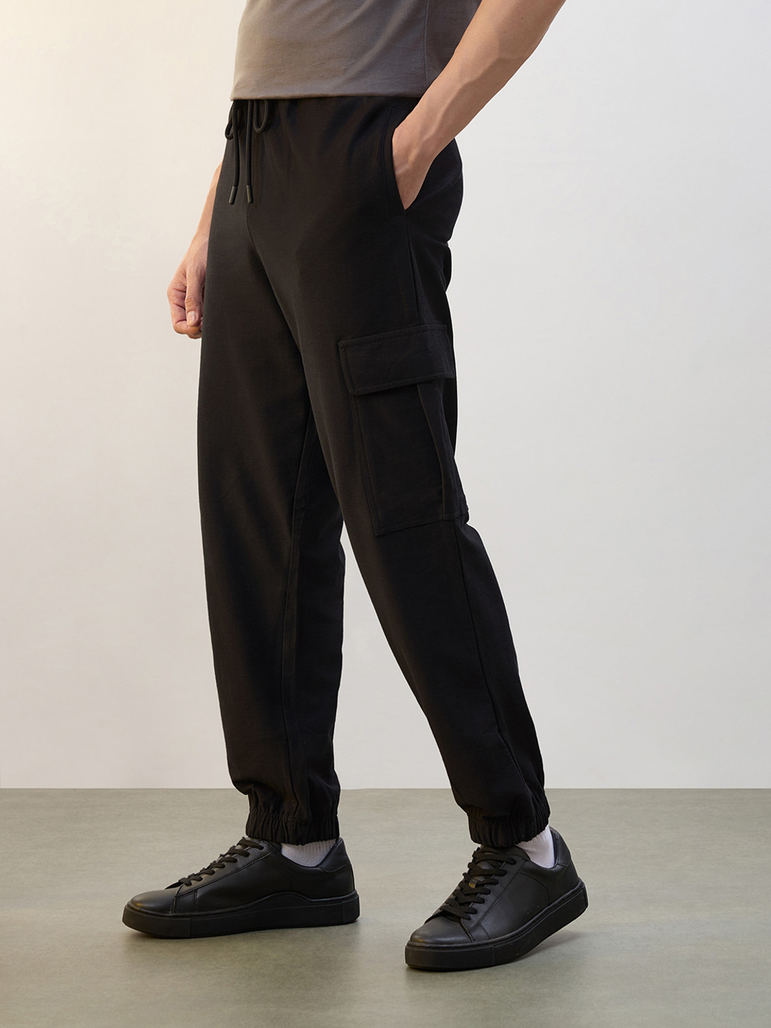 Image of NOBERO Solid Men Black Track Pants