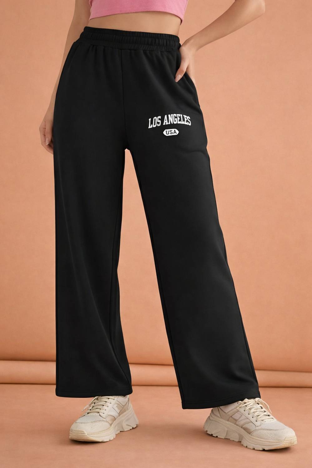 1stLov Printed Women Black Track Pants