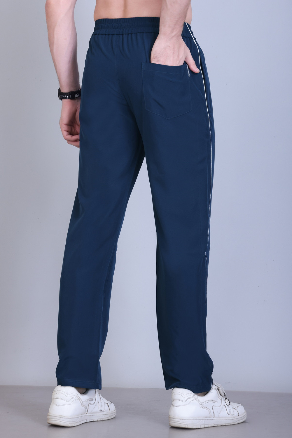 Image of RARE TIMES Solid Men Blue Track Pants