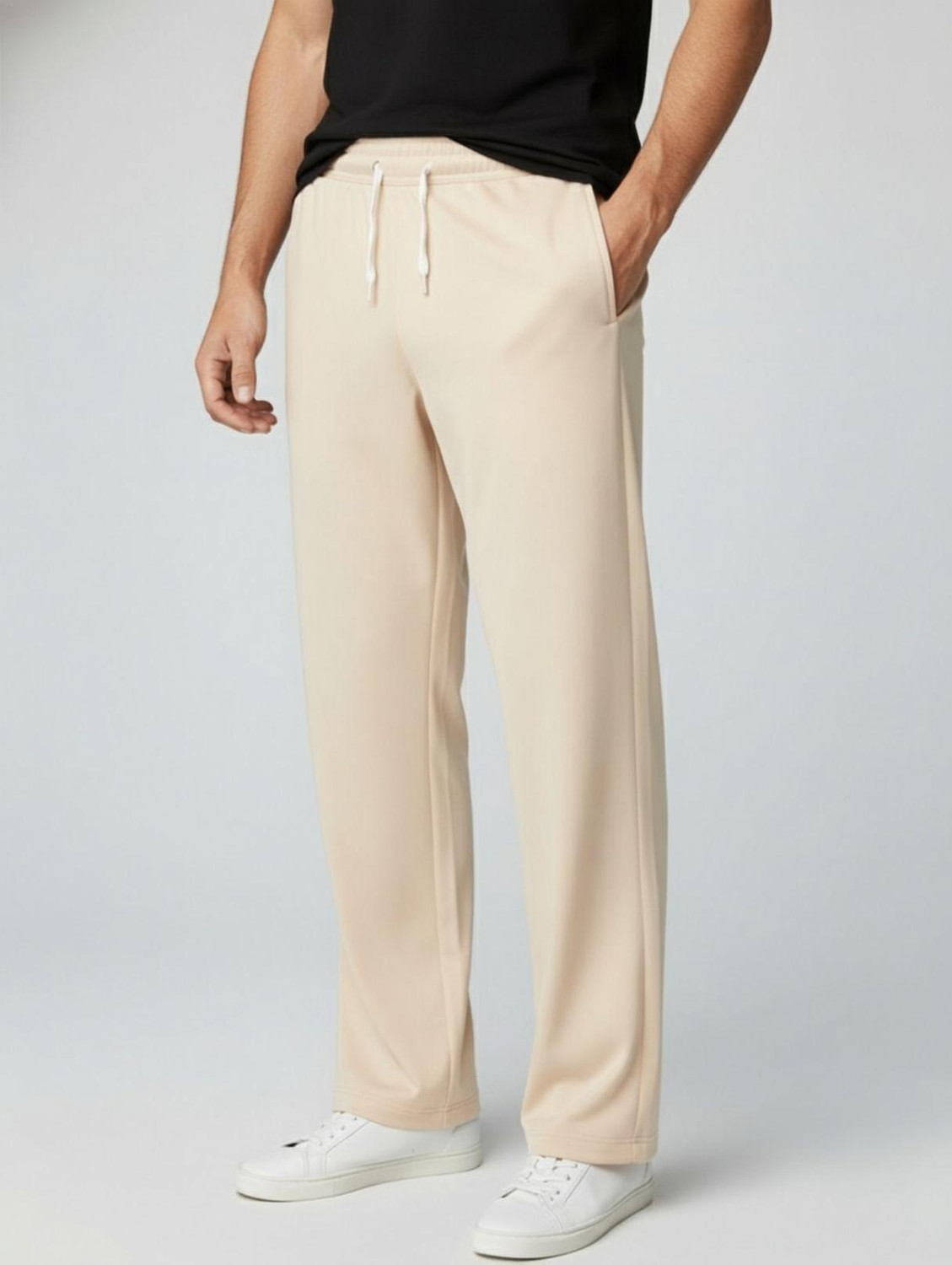 Image of INDICLUB Loose Fit Men Beige Trousers