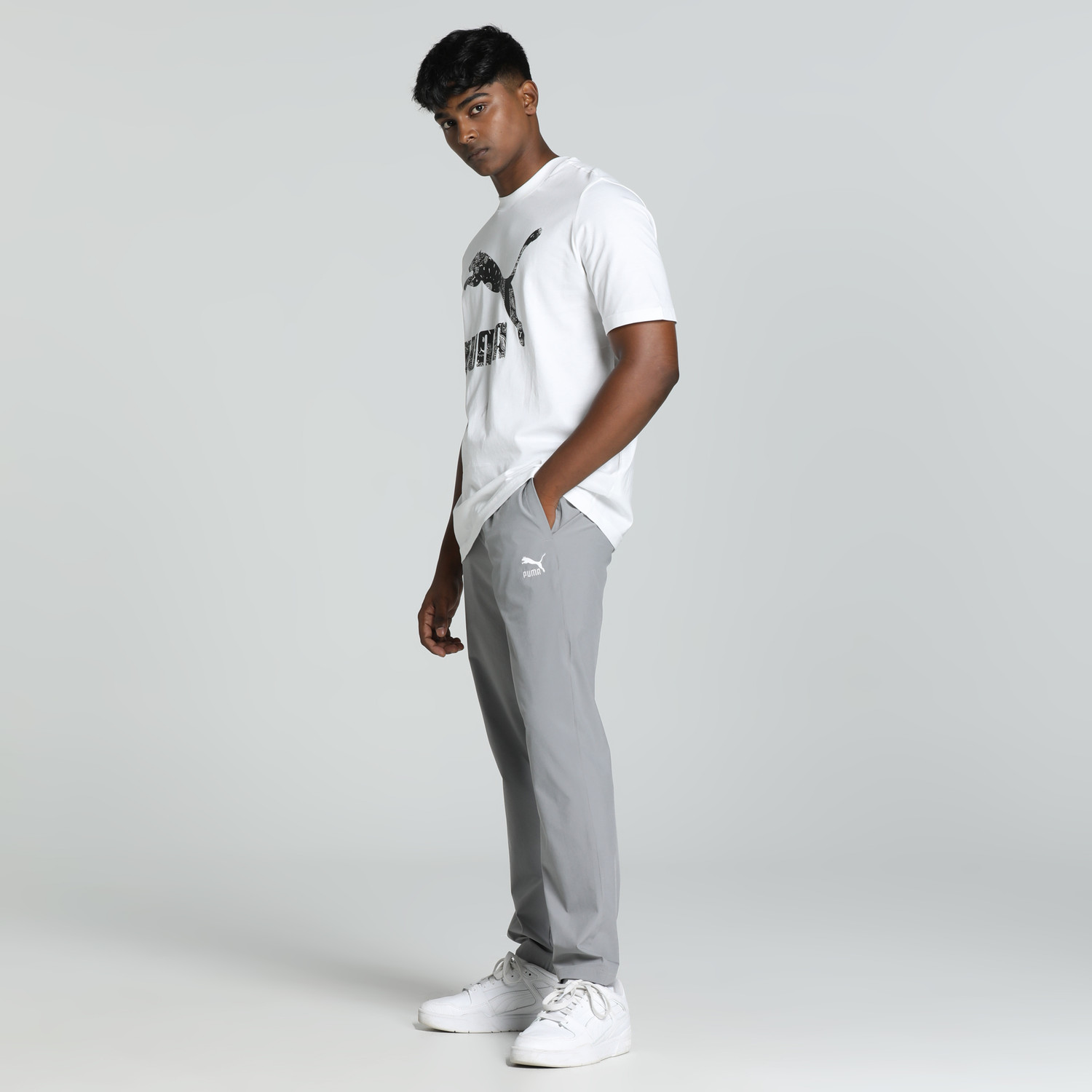 Image of PUMA Solid Men Grey Track Pants