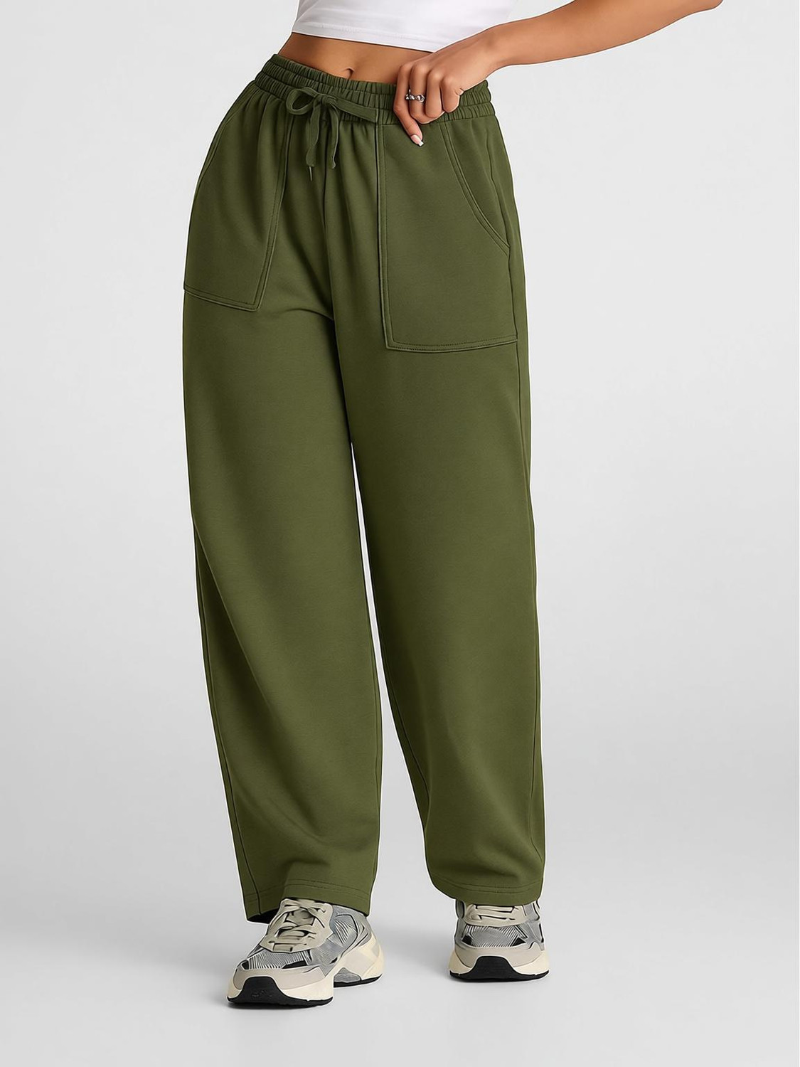 Image of Q-Rious Relaxed Women Green Trousers