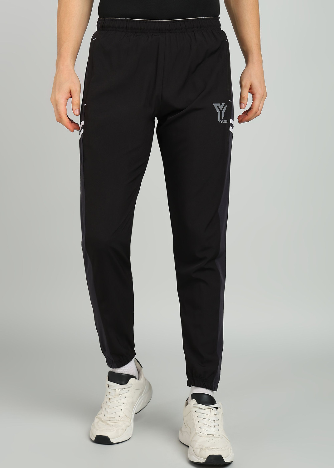 Image of YUNEK Solid Men Black Track Pants