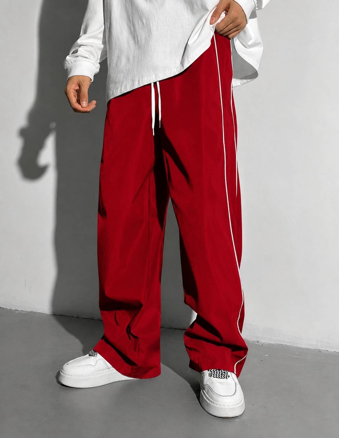 INCHEON Solid Men Red Track Pants - Image 5