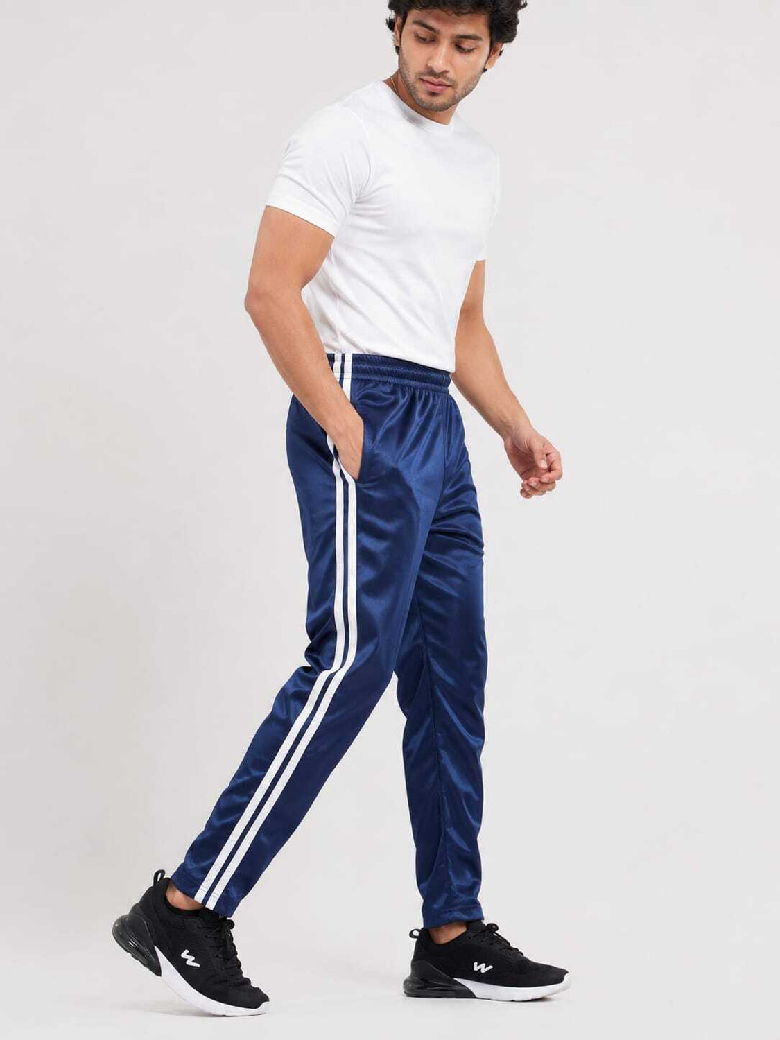 Image of dk sport wear Men Striped Blue Track Pants