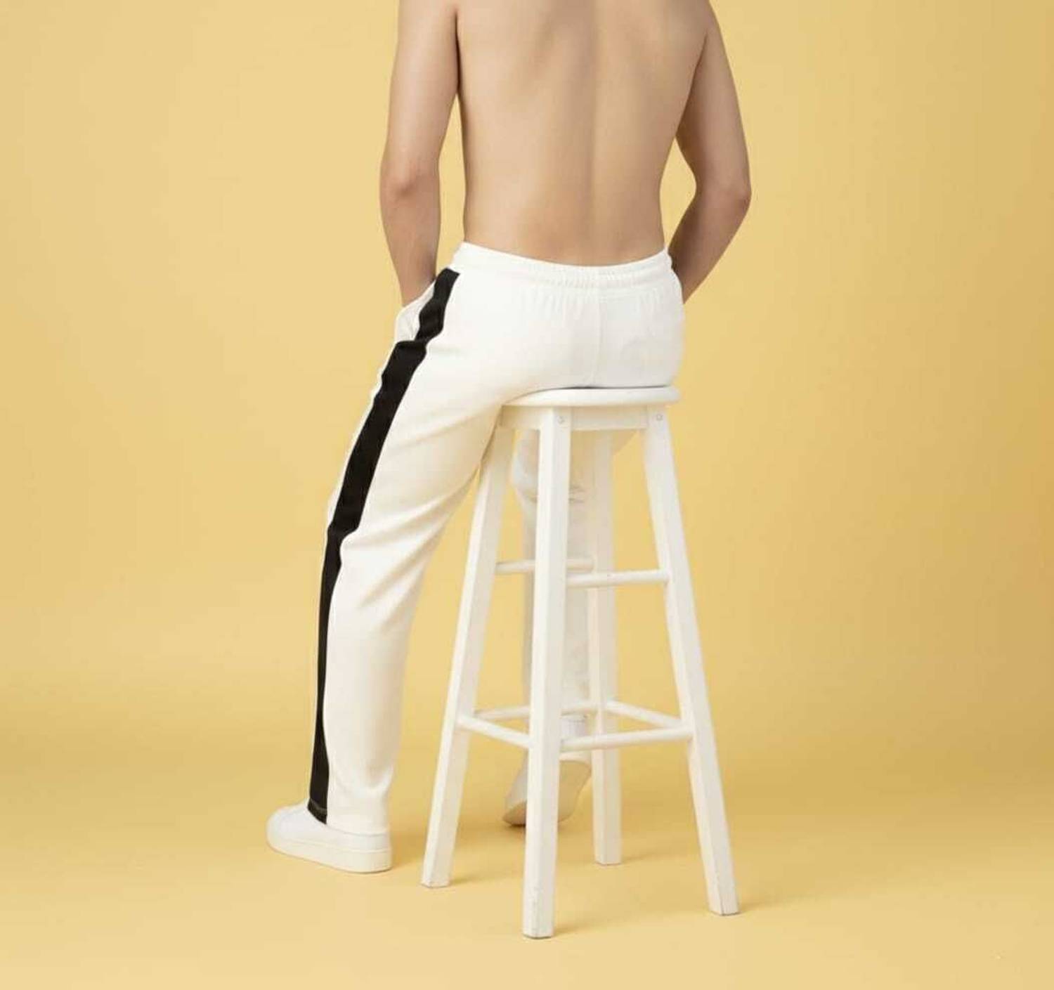 OVERCHASE Pack of 2 Men Striped Track Pants (White, Black) - Image 2