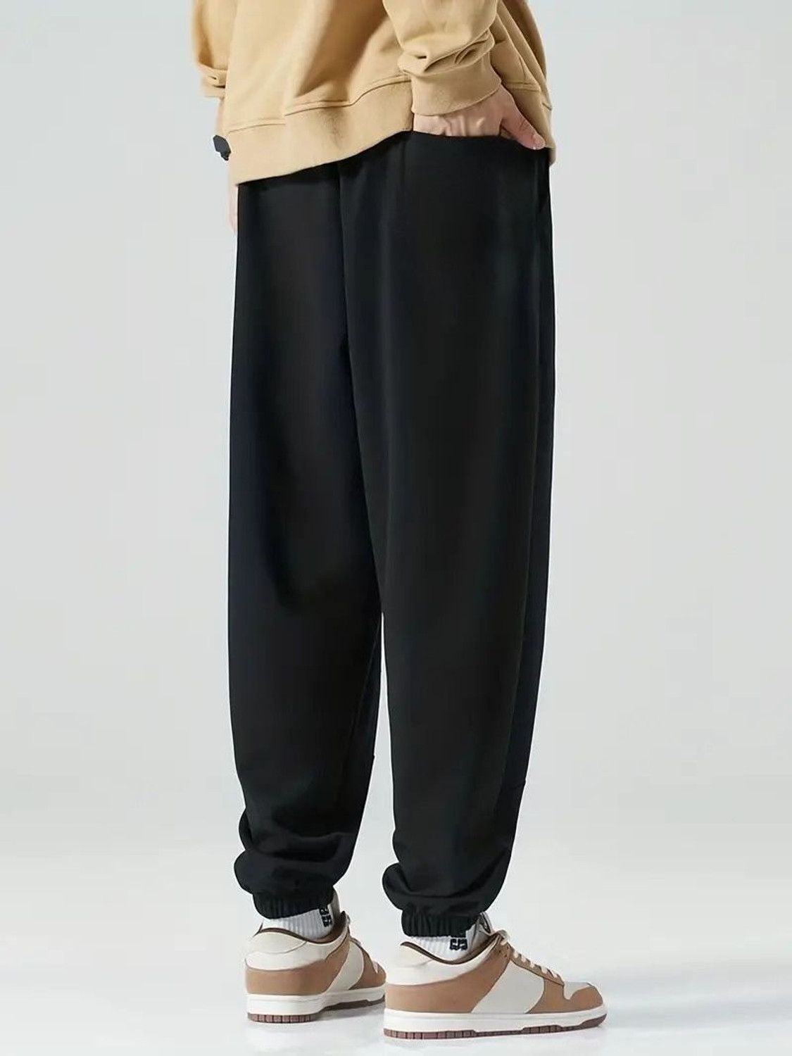 Image of Dockstreet Solid Men Black Track Pants