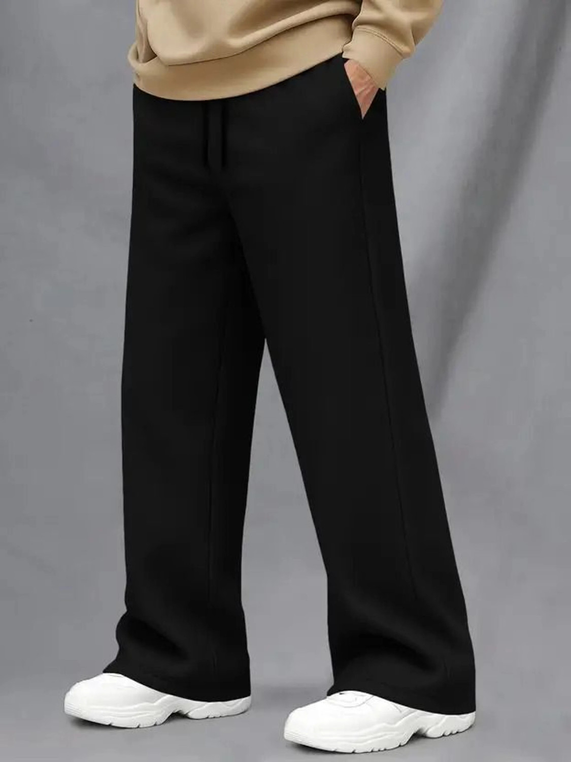 Image of VisorUp Solid Men Black Track Pants