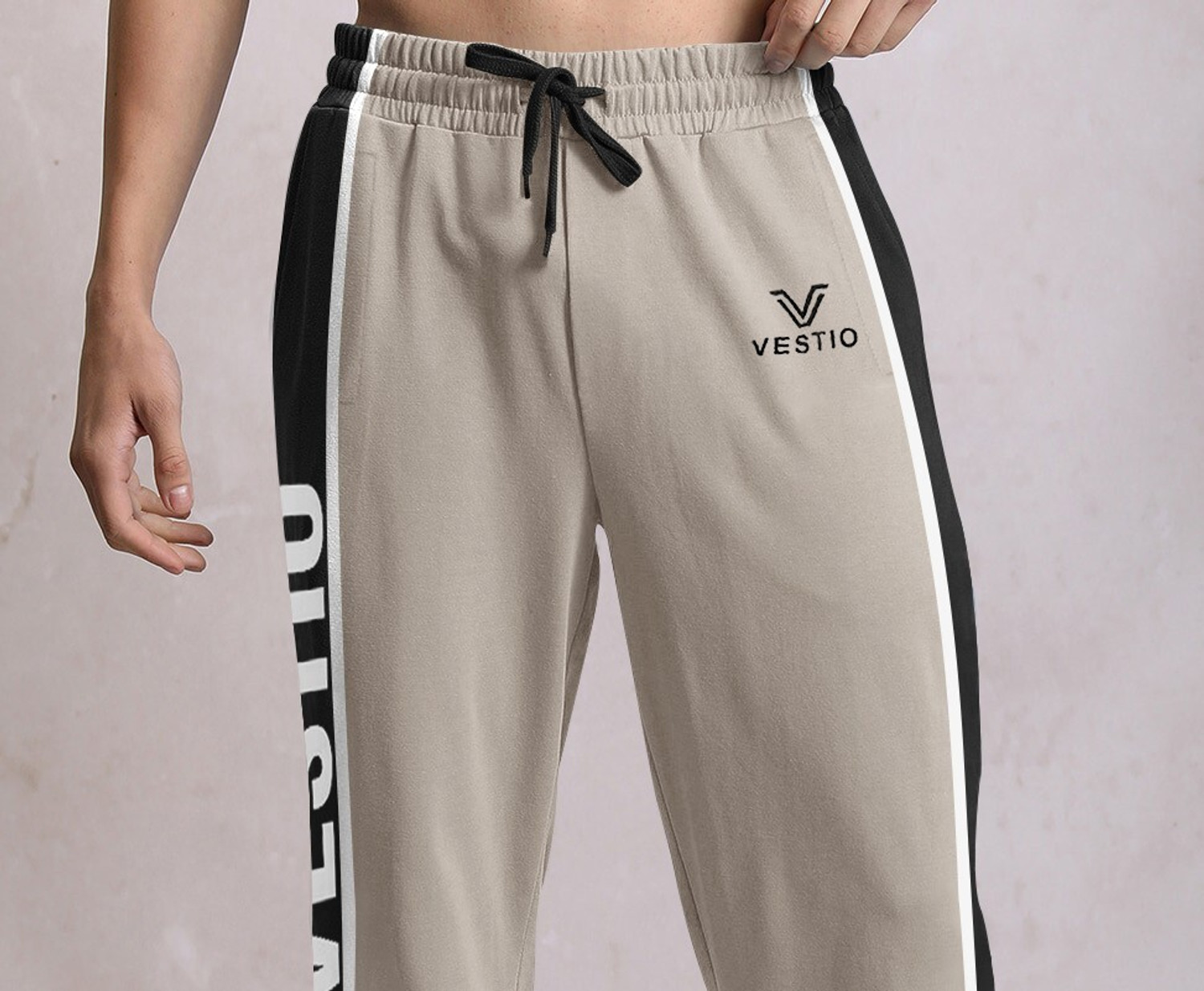 Image of VESTIO Printed Men Beige Track Pants