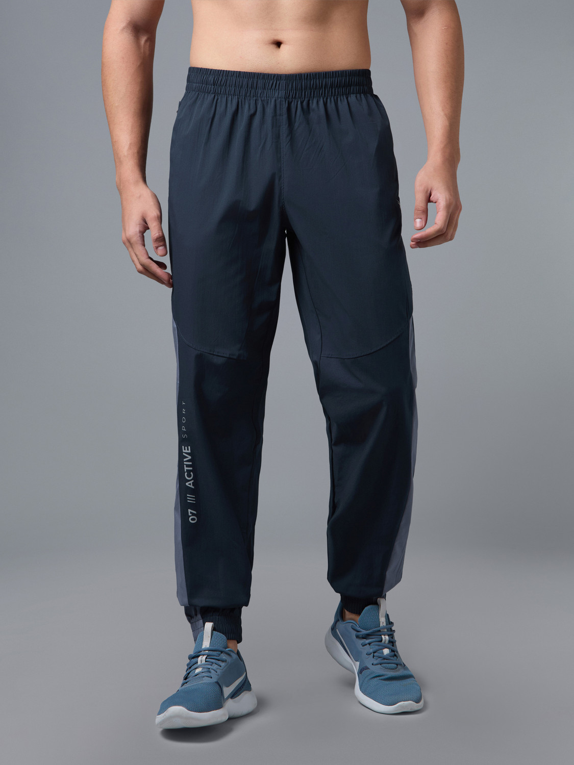 Image of TECHNOSPORT Colorblock Men Blue, Grey Track Pants