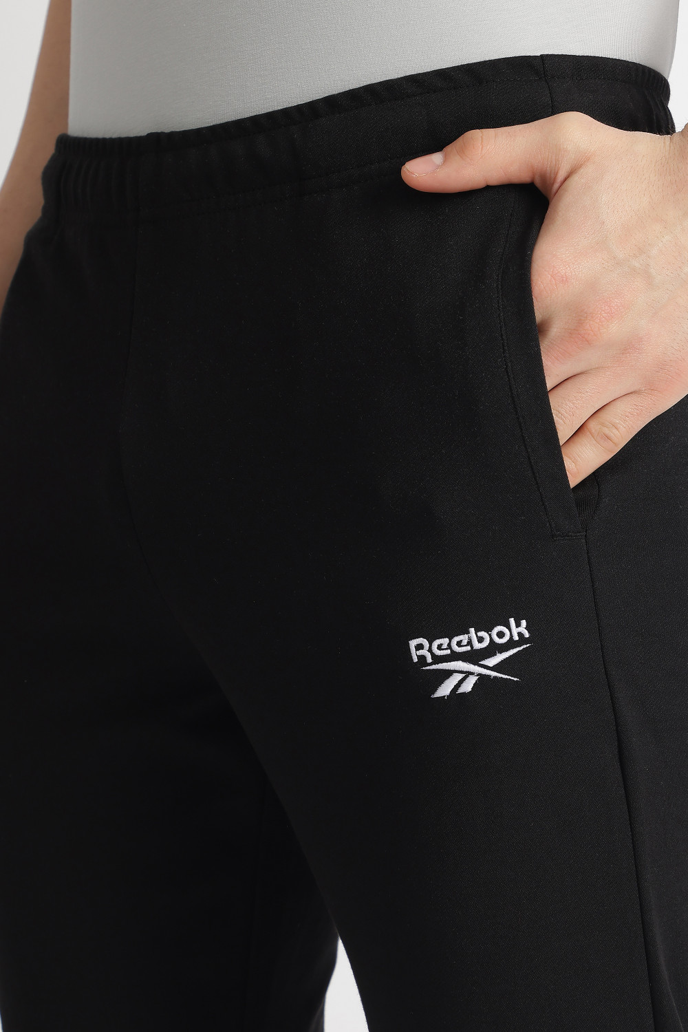 Image of REEBOK Solid Men Black Track Pants