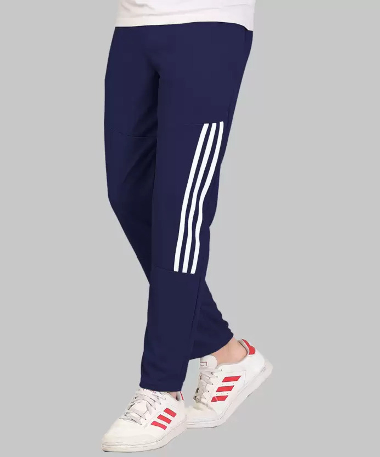 Image of Duooble Striped Men Blue, White Track Pants