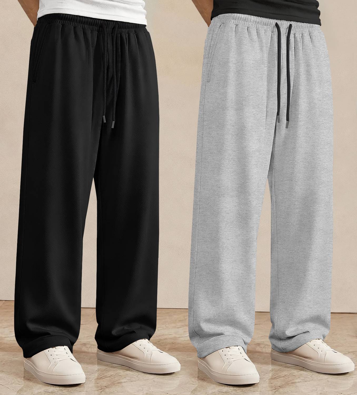 Viktor Men Black, Grey Track Pants Pack of 2 - Image 1
