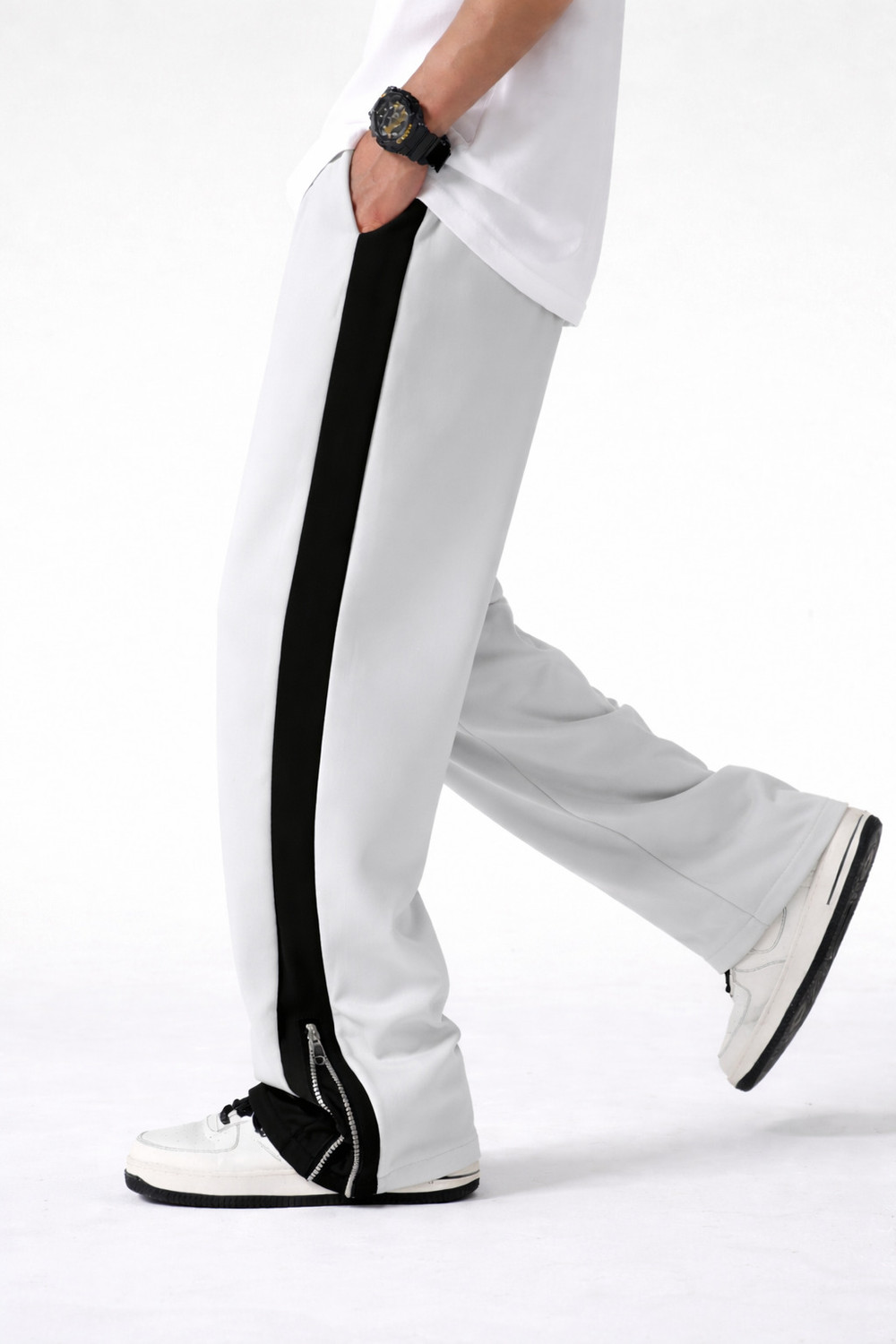 Image of Vontade Striped Men Grey Track Pants