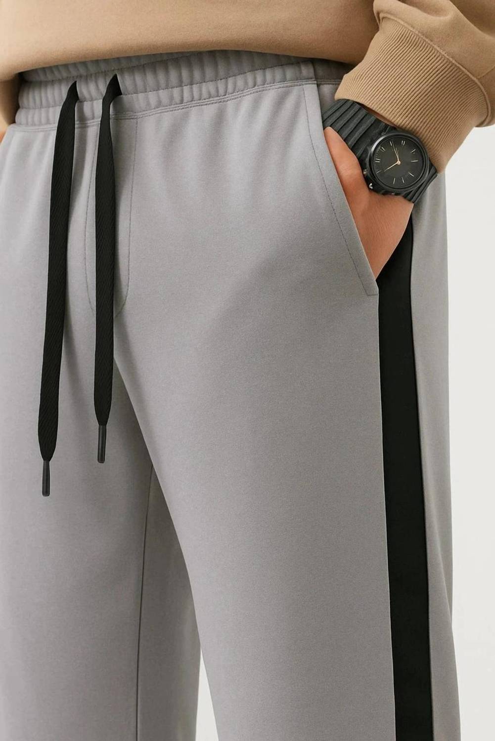 KEESUN Beige Striped Men's Track Pants - Image 4