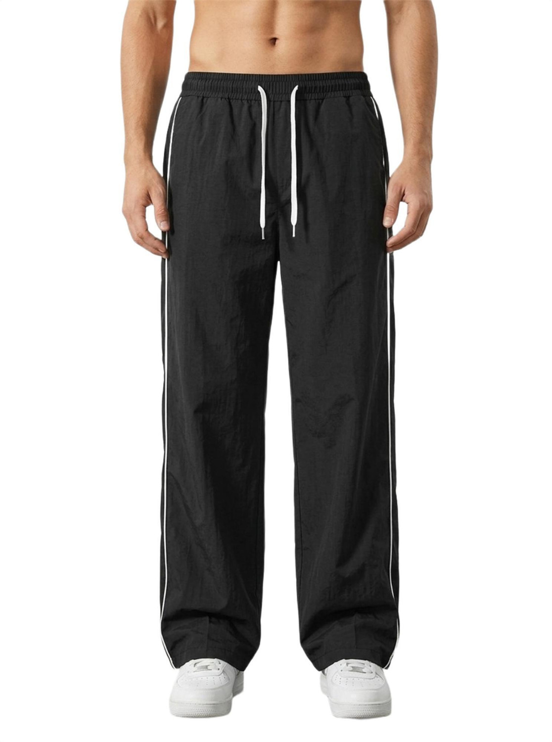 Image of Blacktail Striped Men Grey, Black Track Pants