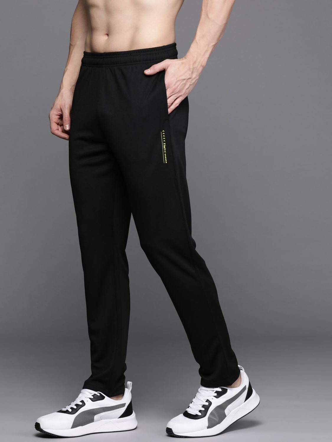 Image of HRX by Hrithik Roshan Solid Men Black Track Pants