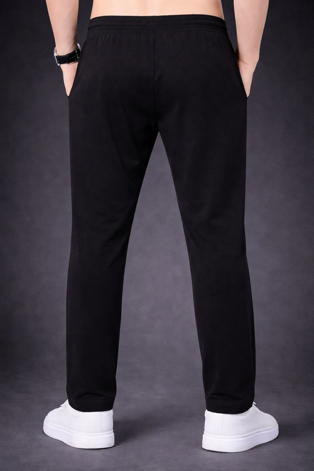 Image of YUNEK Solid Men Black Track Pants