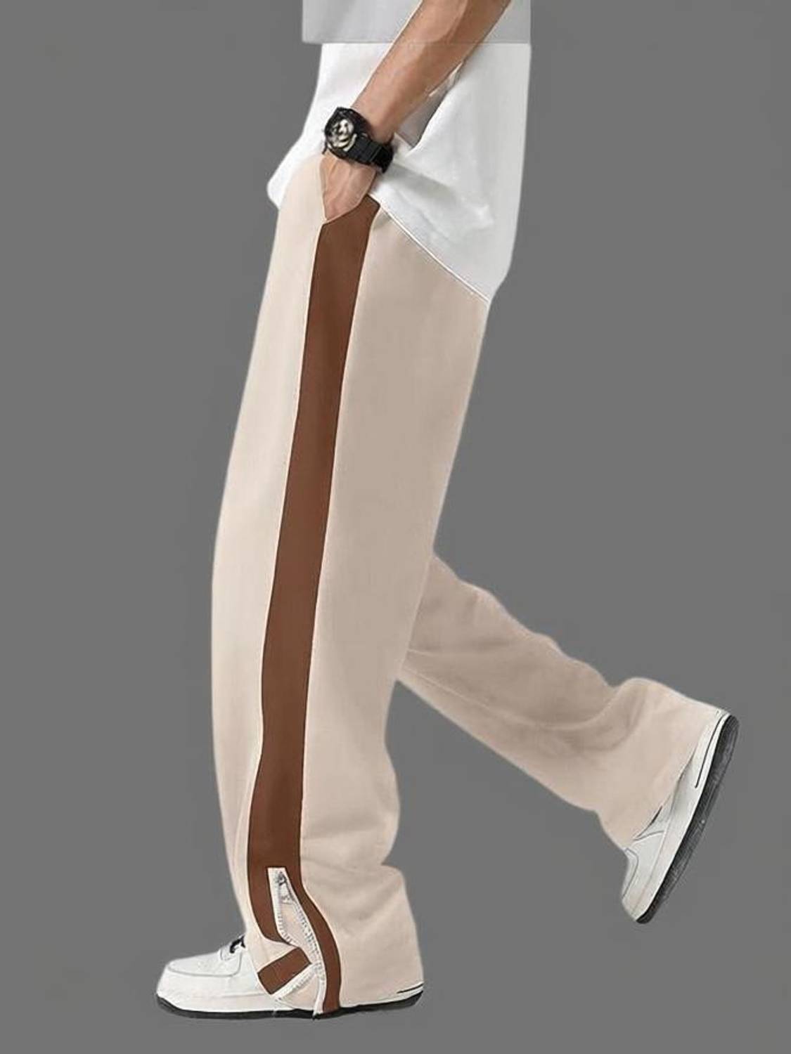 ALPTRA Solid Men Beige Track Pants