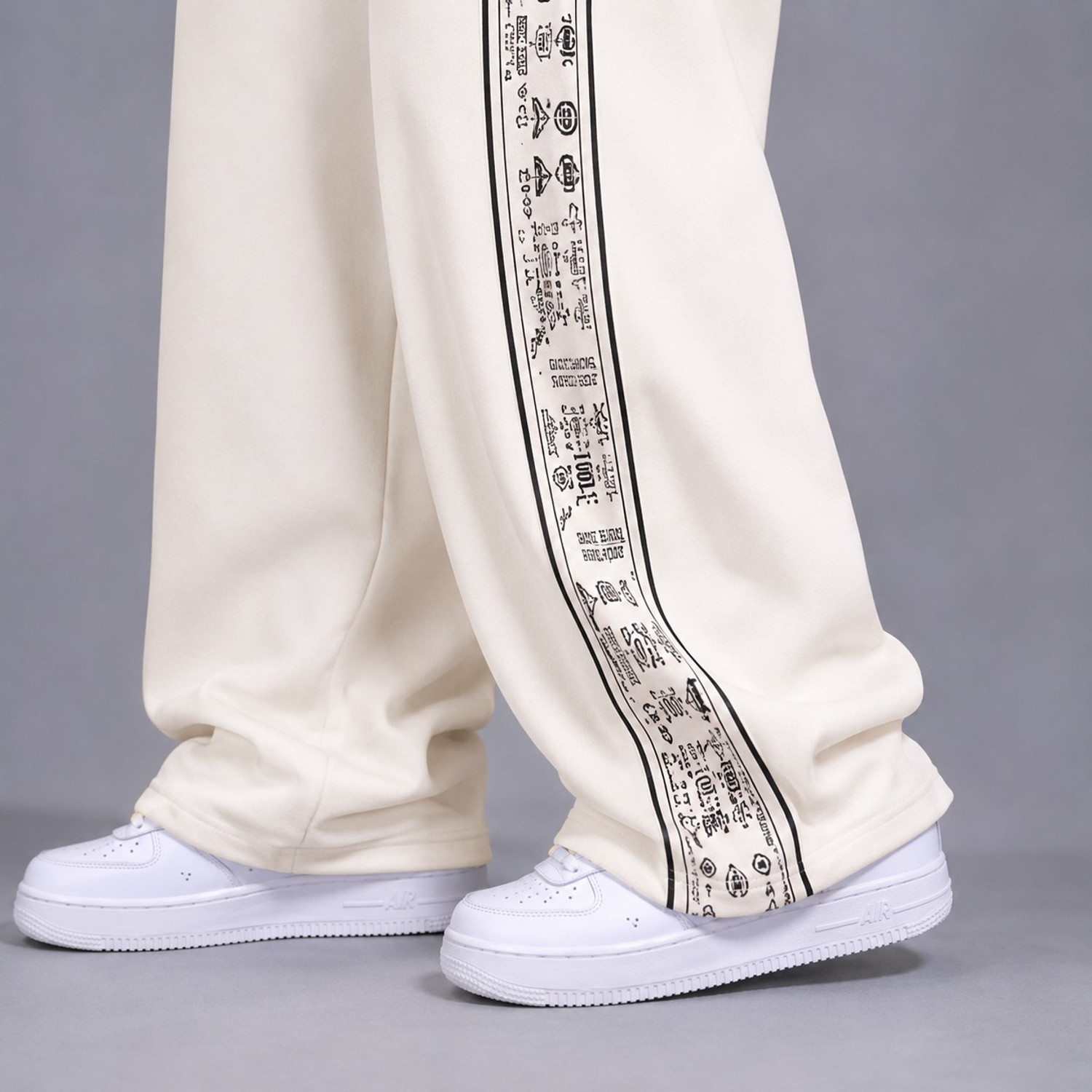 Image of MODESHIFT Printed Men Beige Track Pants
