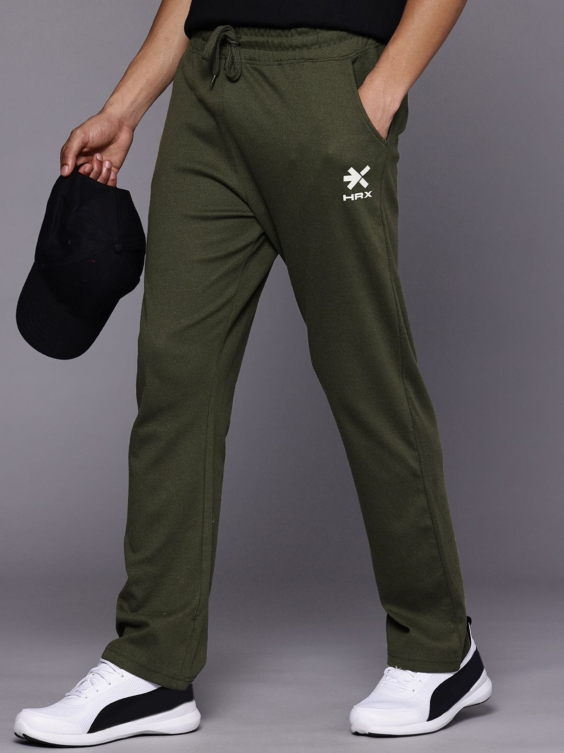 Image of HRX by Hrithik Roshan Printed Men Olive Track Pants