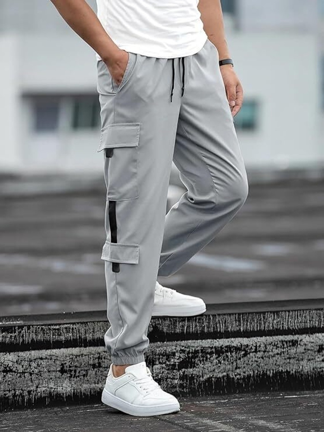 Image of LYMIO Solid Men Grey Track Pants