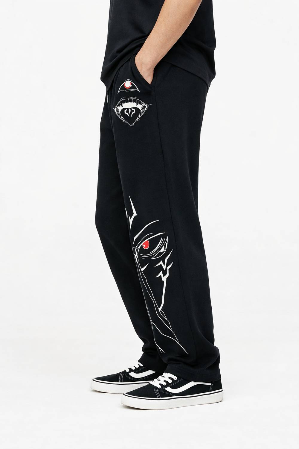 VisorUp Men's Graphic Print Black Track Pants - Image 2