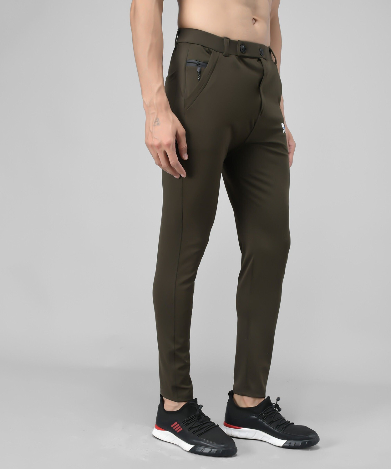Image of Veltick Solid Men Olive Track Pants