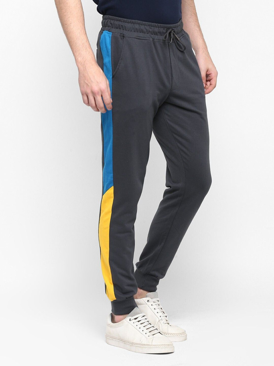 Image of Alan Jones Colorblock Men Grey Track Pants