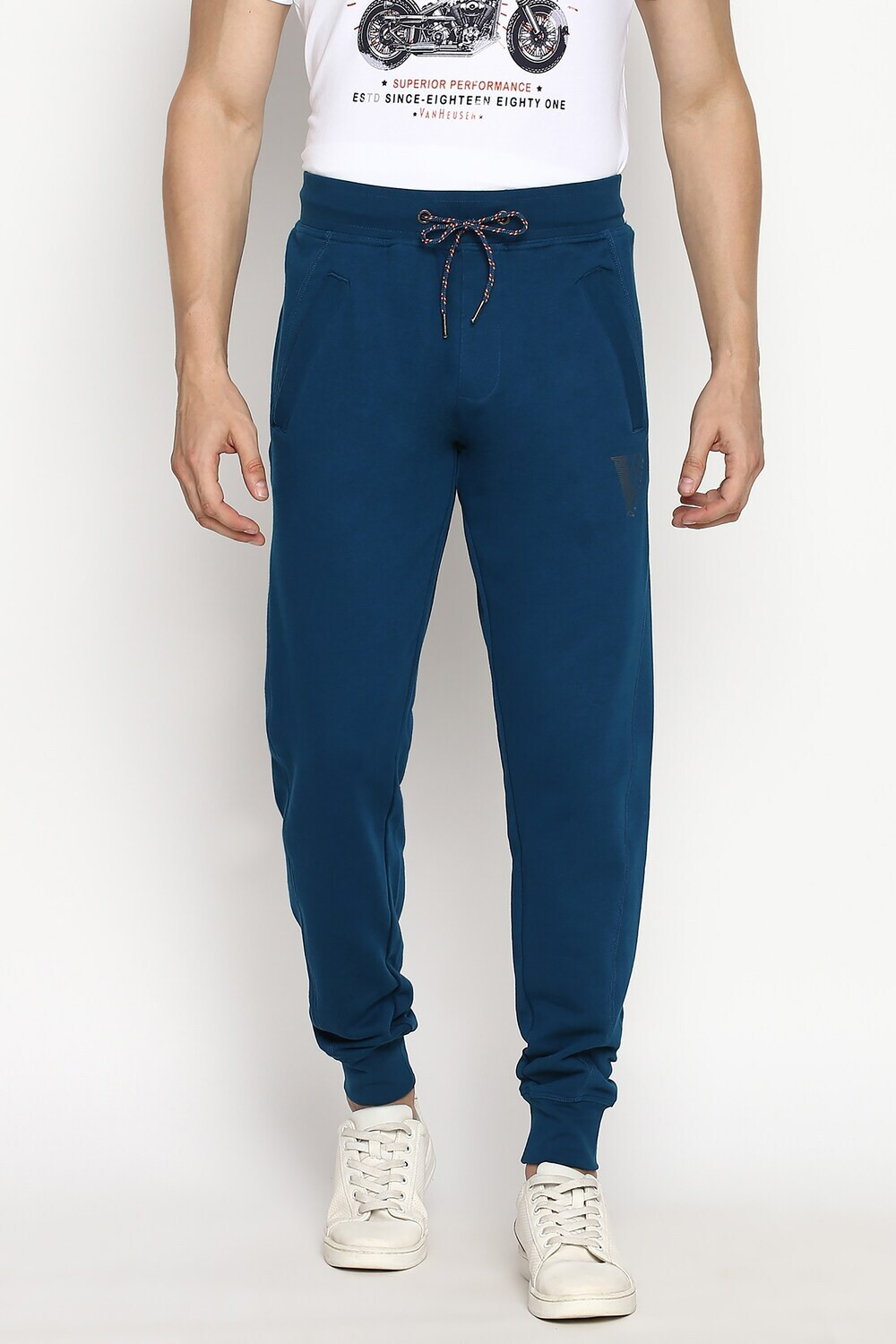 Image of VAN HEUSEN Solid Men Blue Track Pants