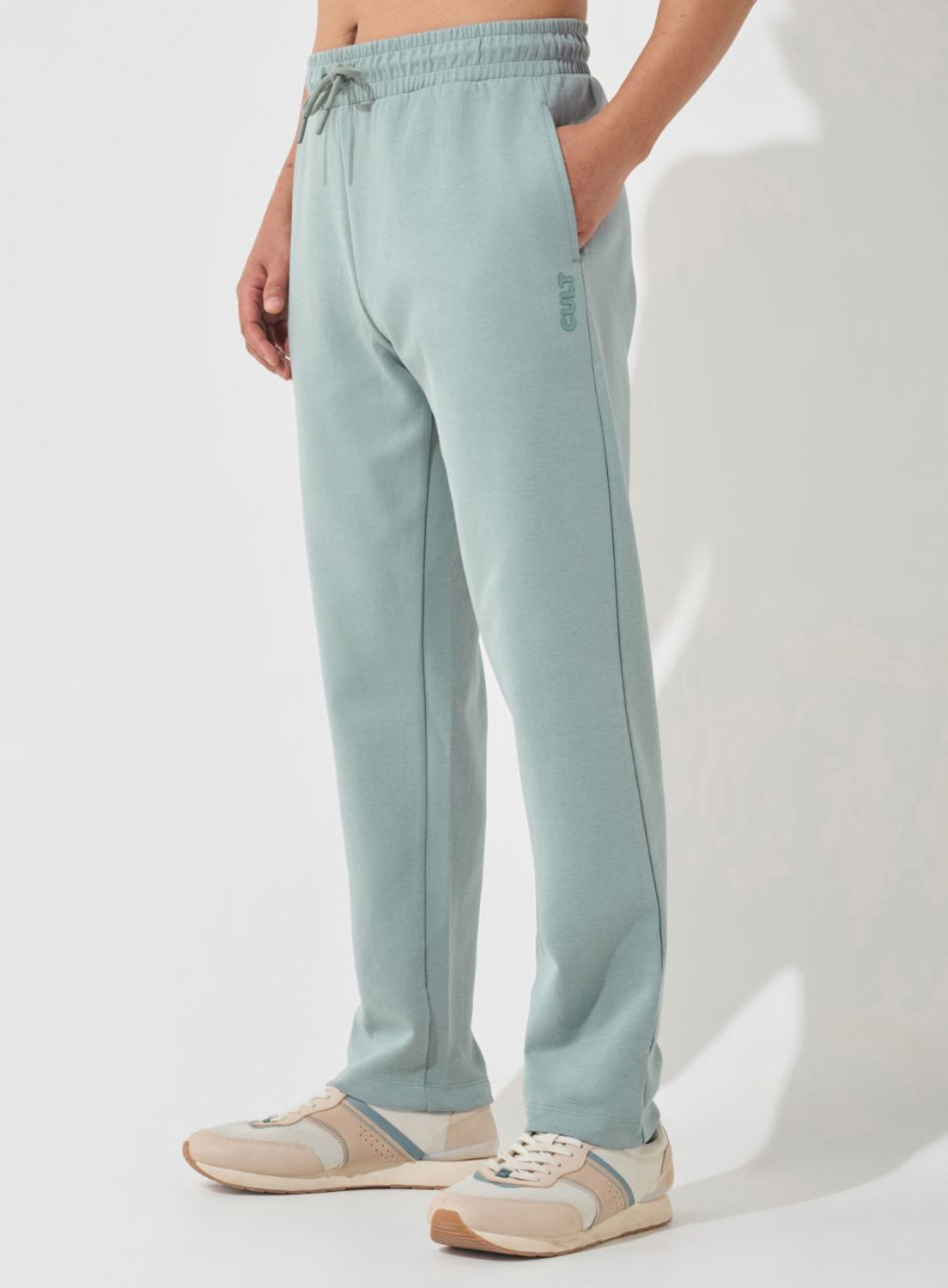 Image of Cult Solid Men Green Track Pants