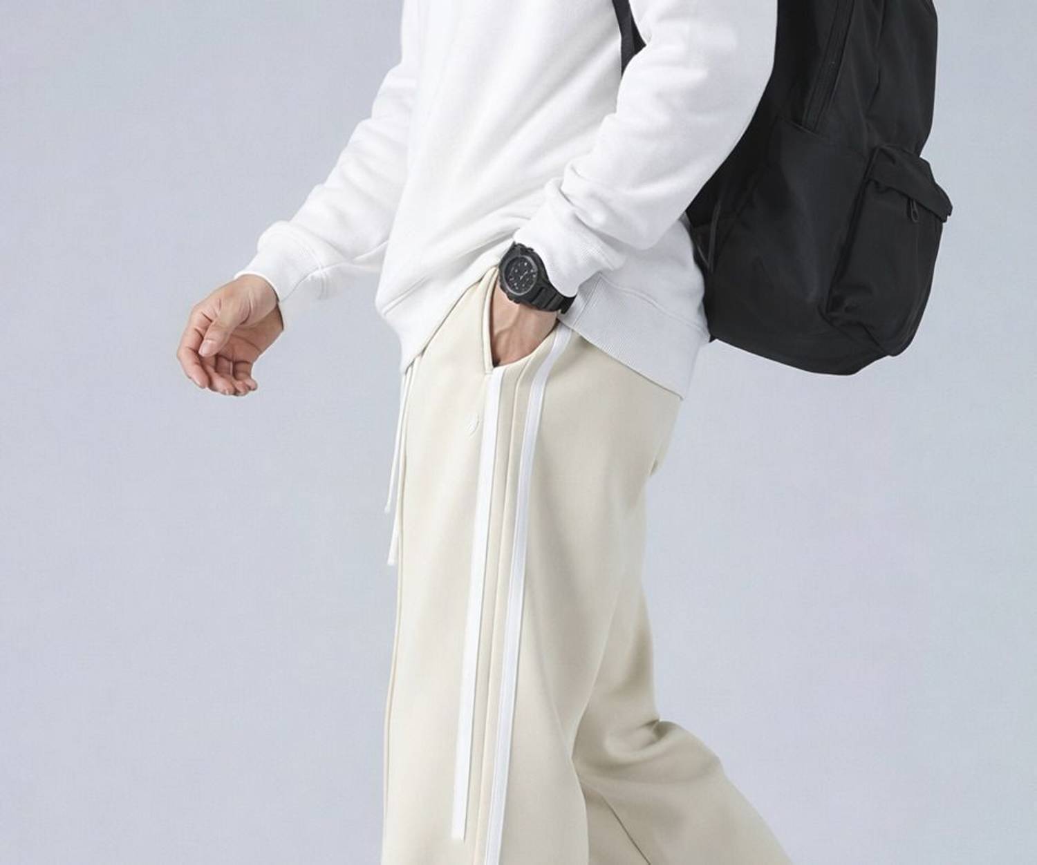 KEESUN Beige Striped Men Track Pants - Image 2
