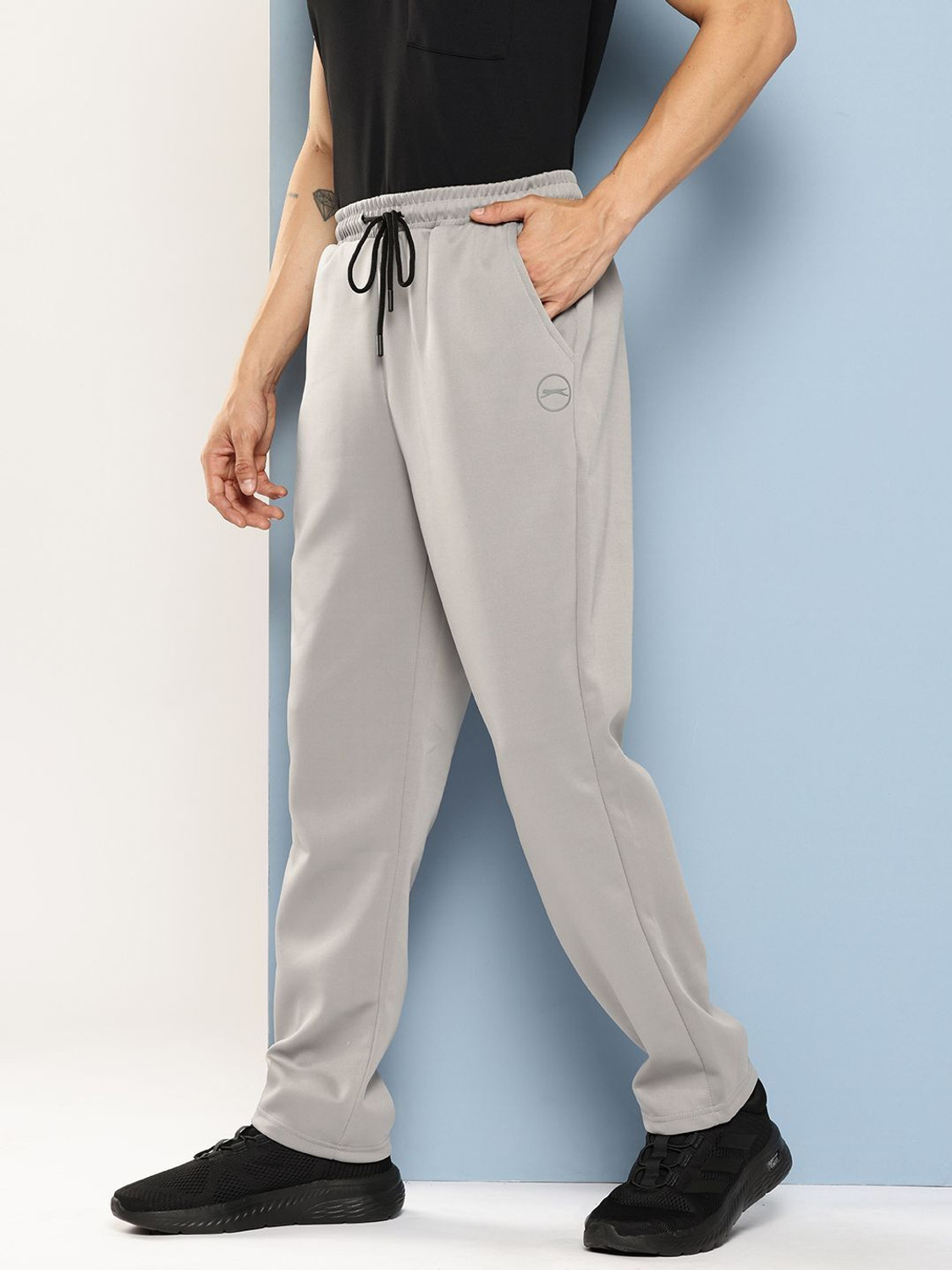 Image of SLAZENGER Solid Men Grey Track Pants