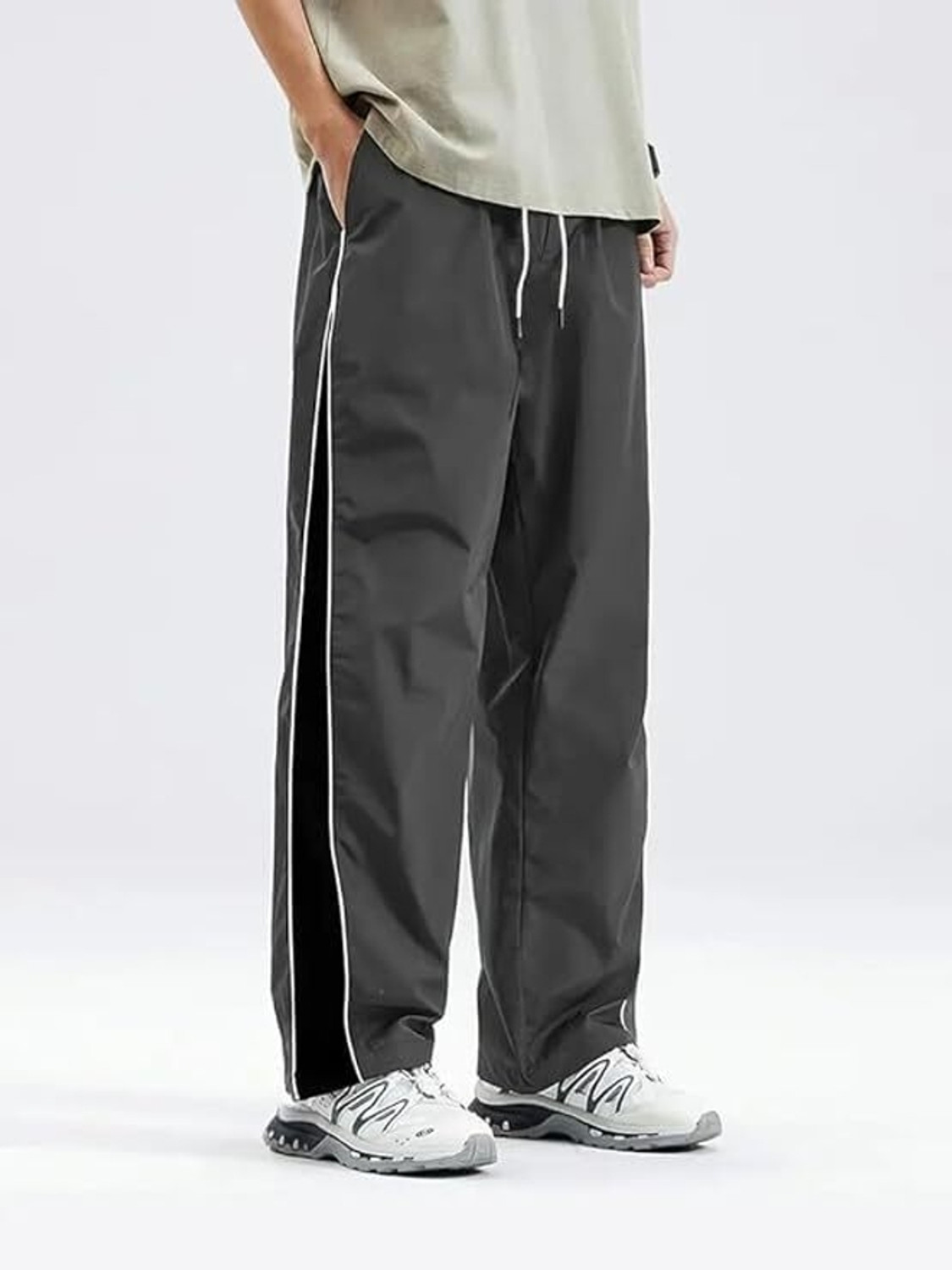 Image of Fabitto Striped Men Grey, Blue Track Pants