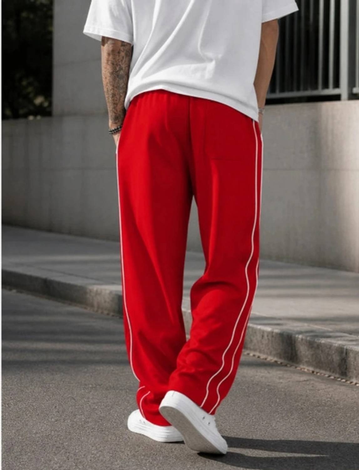 Rivastra Men Red Striped Track Pants - Image 5