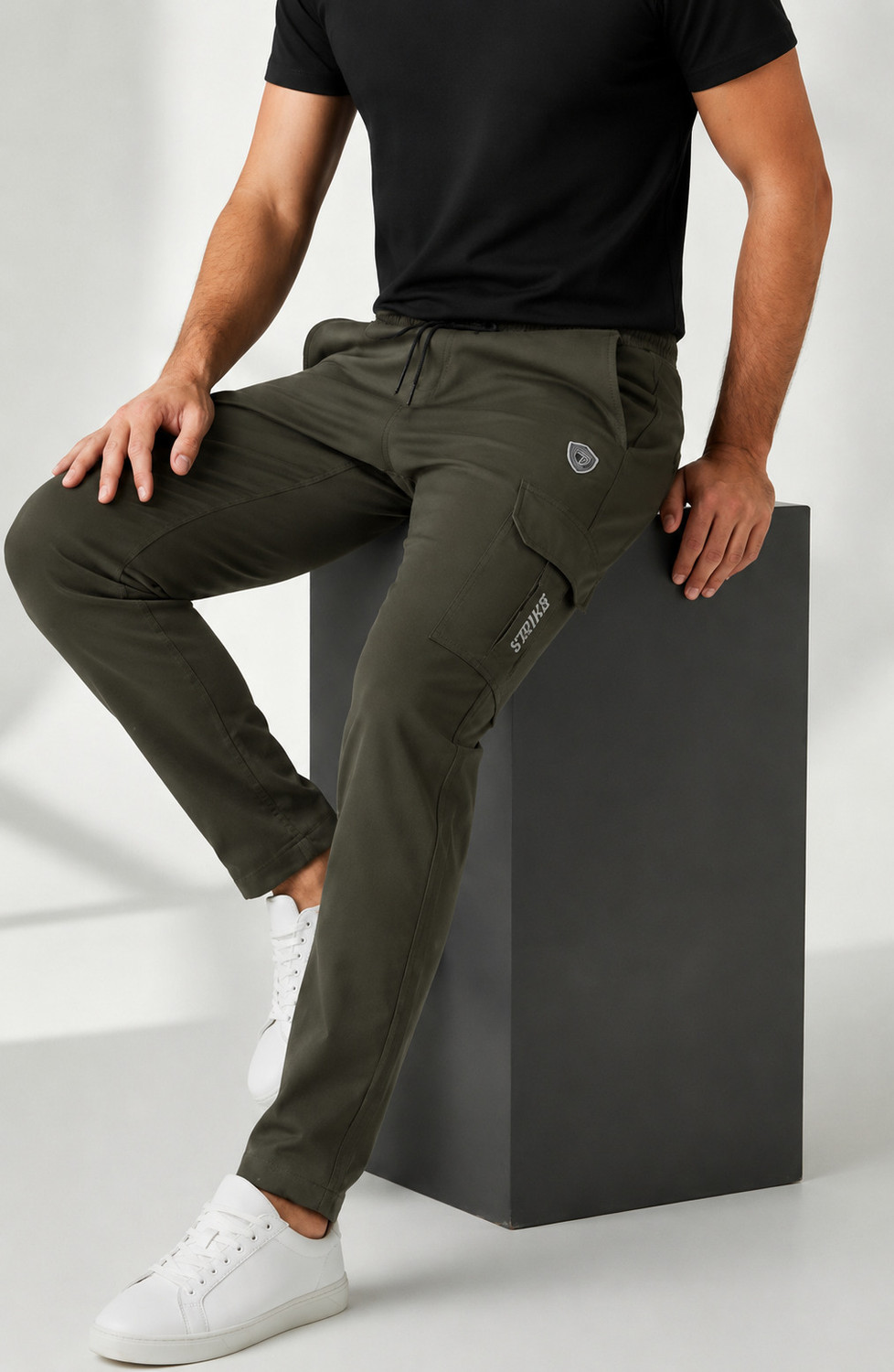 Image of DJ STRIKE Printed Men Olive Track Pants