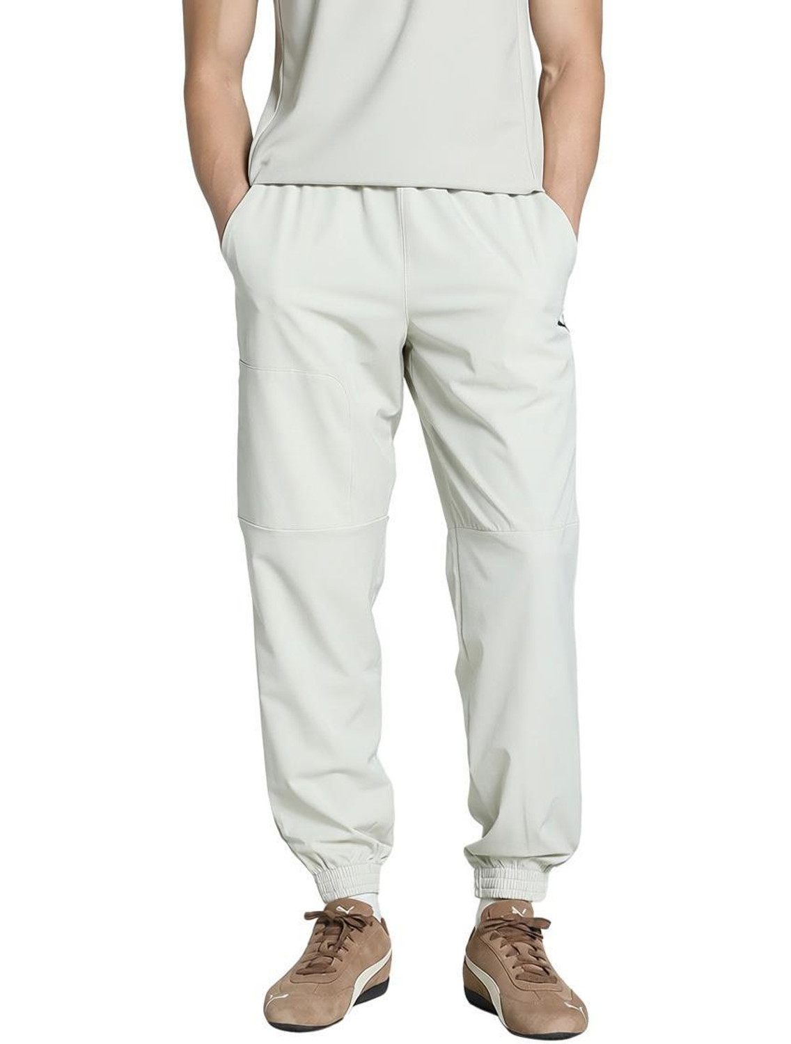 Image of PUMA Men Solid Beige Track Pants